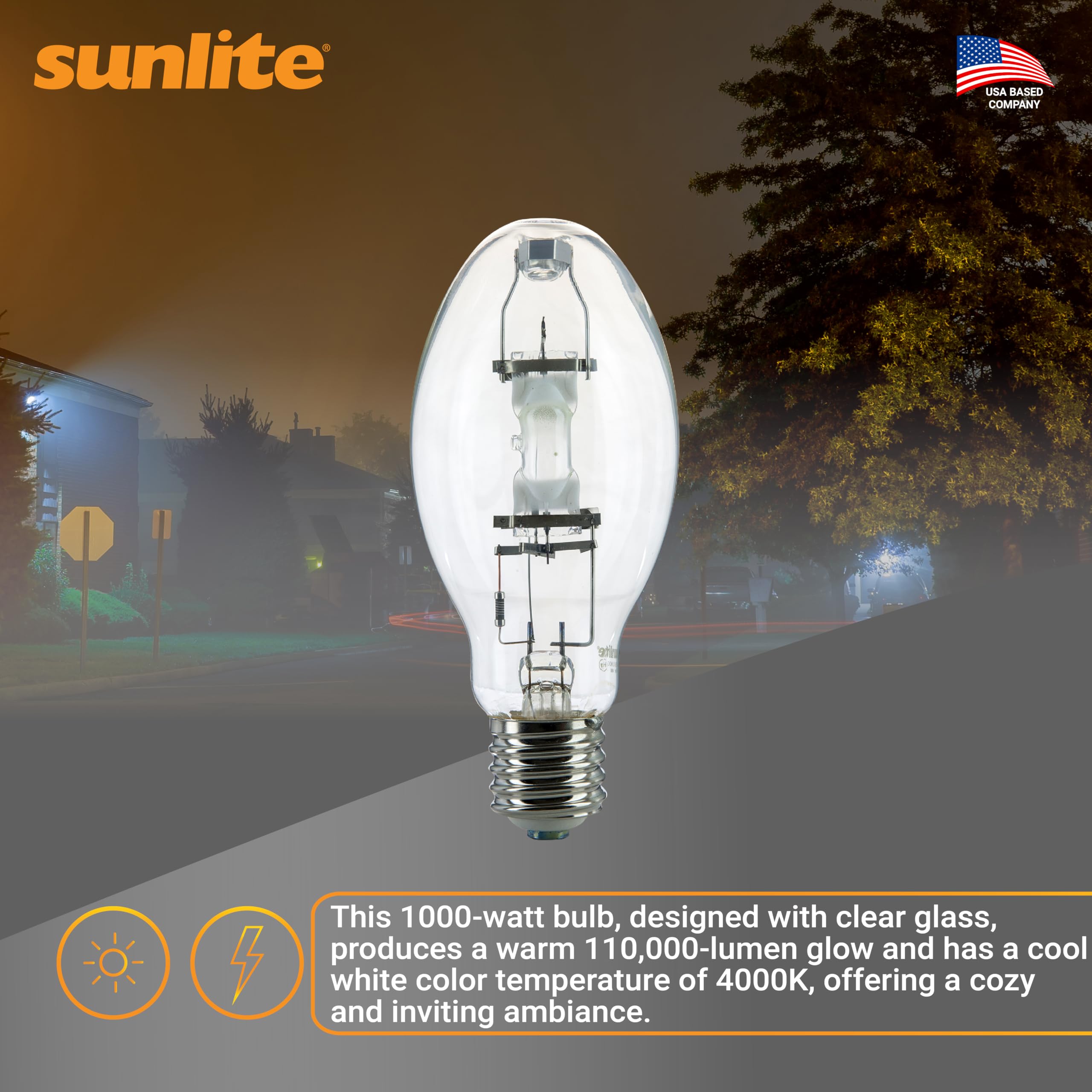 Sunlite 03680-SU MH1000/U/BT37 M47 Metal Halide Lamp, 1000 Watts
