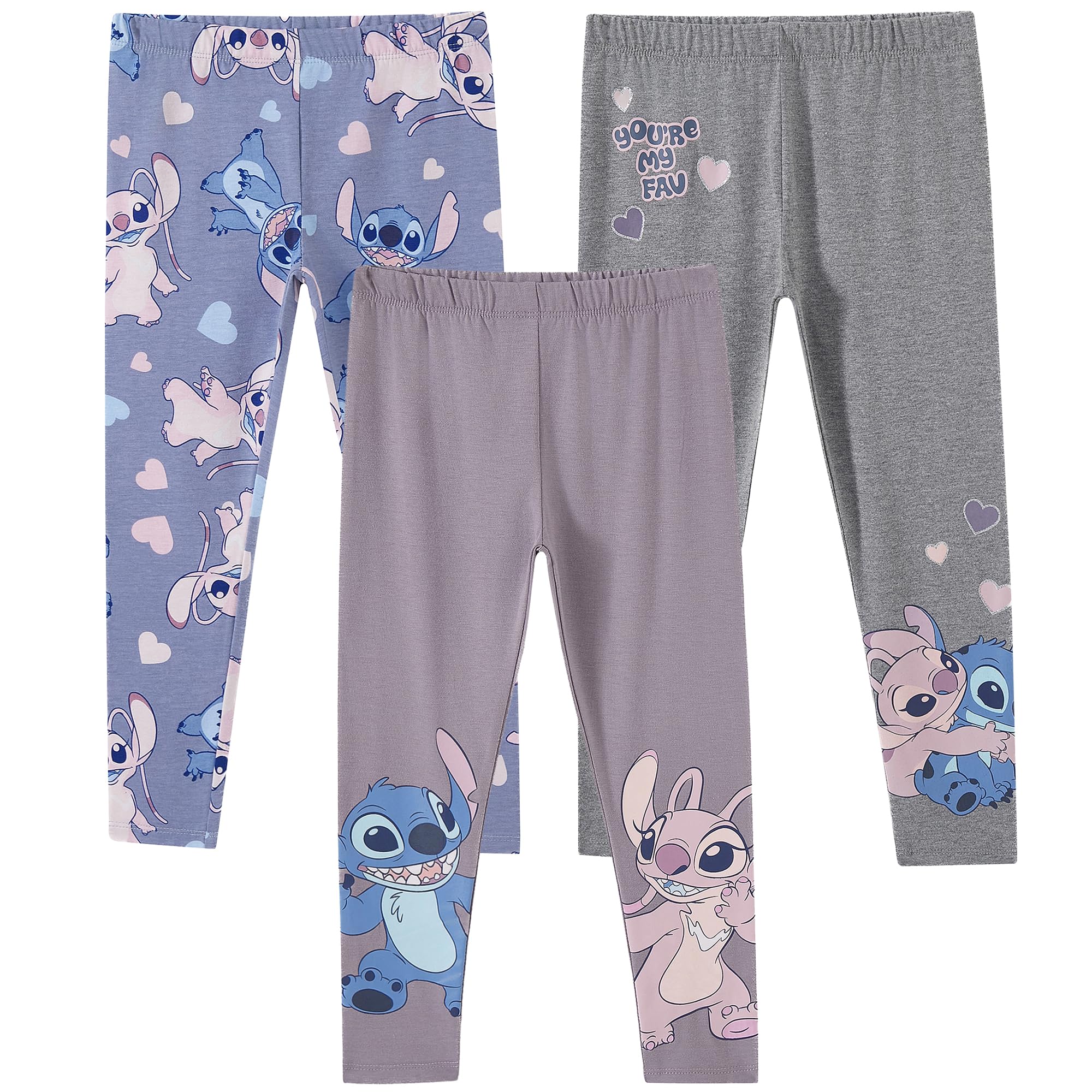 Disney Lilo & Stitch Legginghosen-Set für Mädchen für kleine Kinder bis große Kinder, 3er-Pack