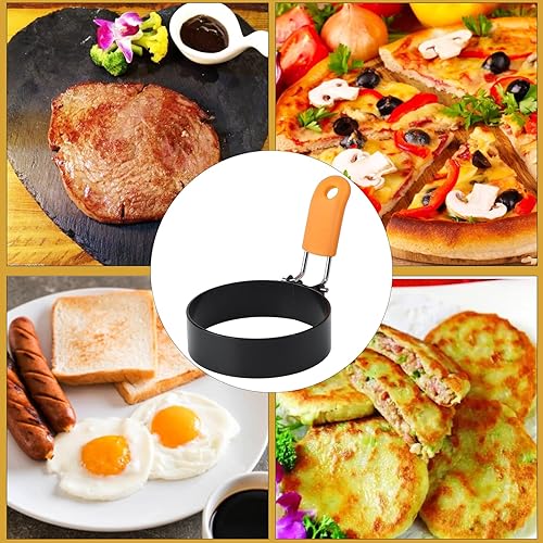 Miniatura 5 de Juego de moldes para panqueques, anillos de huevo de acero inoxidable, moldes para panqueques para parrilla, paquete de 5 para freír huevos y