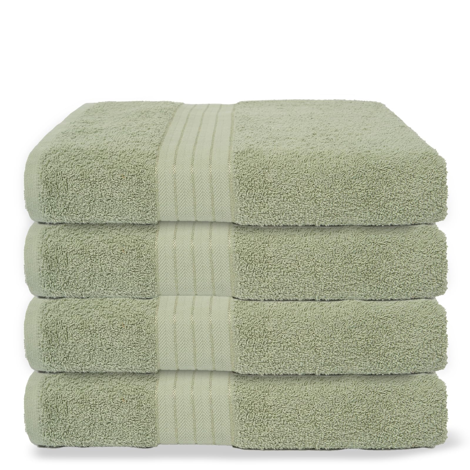 Brentfords Hand Towels For Bathroom, Ultra Soft 100% Cotton Absorbent Fade Resistant Quick Dry Hotel Quality Sage Green Hand Towels 4 Pack For kitchen & Gym, 50x80cm — image 1