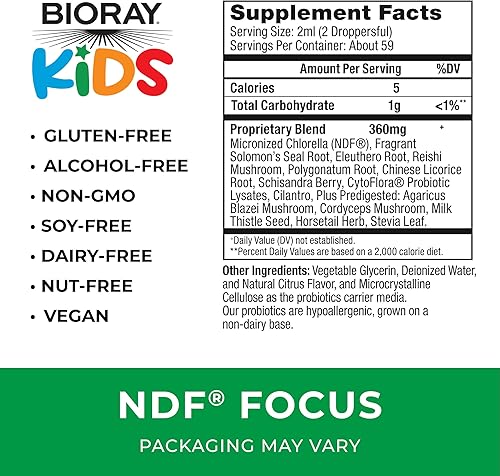 Miniatura 2 de BIORAY Enfoque NDF para niños, cítricos, 4 onzas líquidas, apoya la función cognitiva, mejora la claridad y promueve niveles de energía constantes,