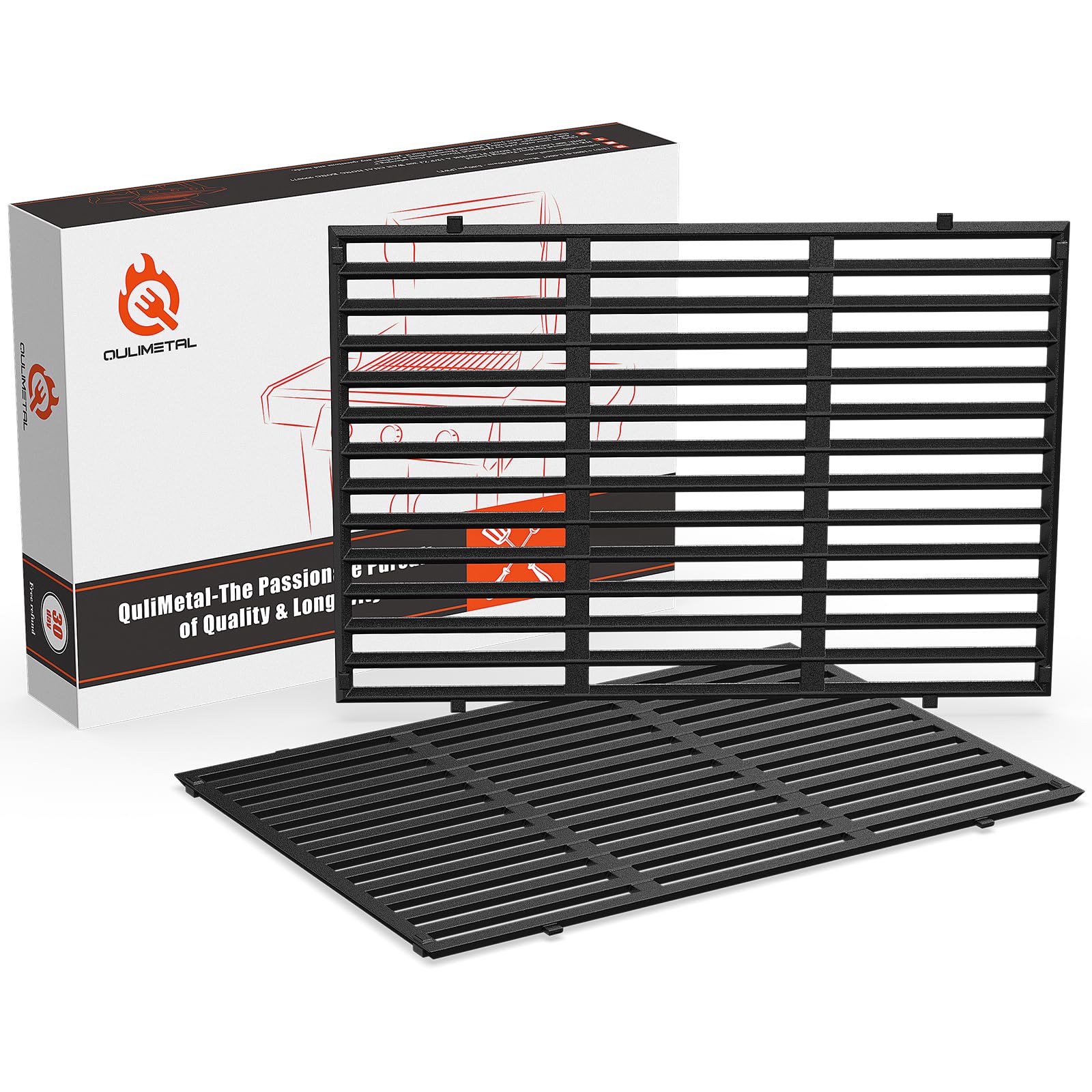 QuliMetal 18.75インチ 調理用格子 Weber Genesis II 300およびGenesis II LX 300シリーズガスグリル Genesis II E&S 310 315 320 325 340 Weber 66095 66802,66805用交換部品 鋳鉄
