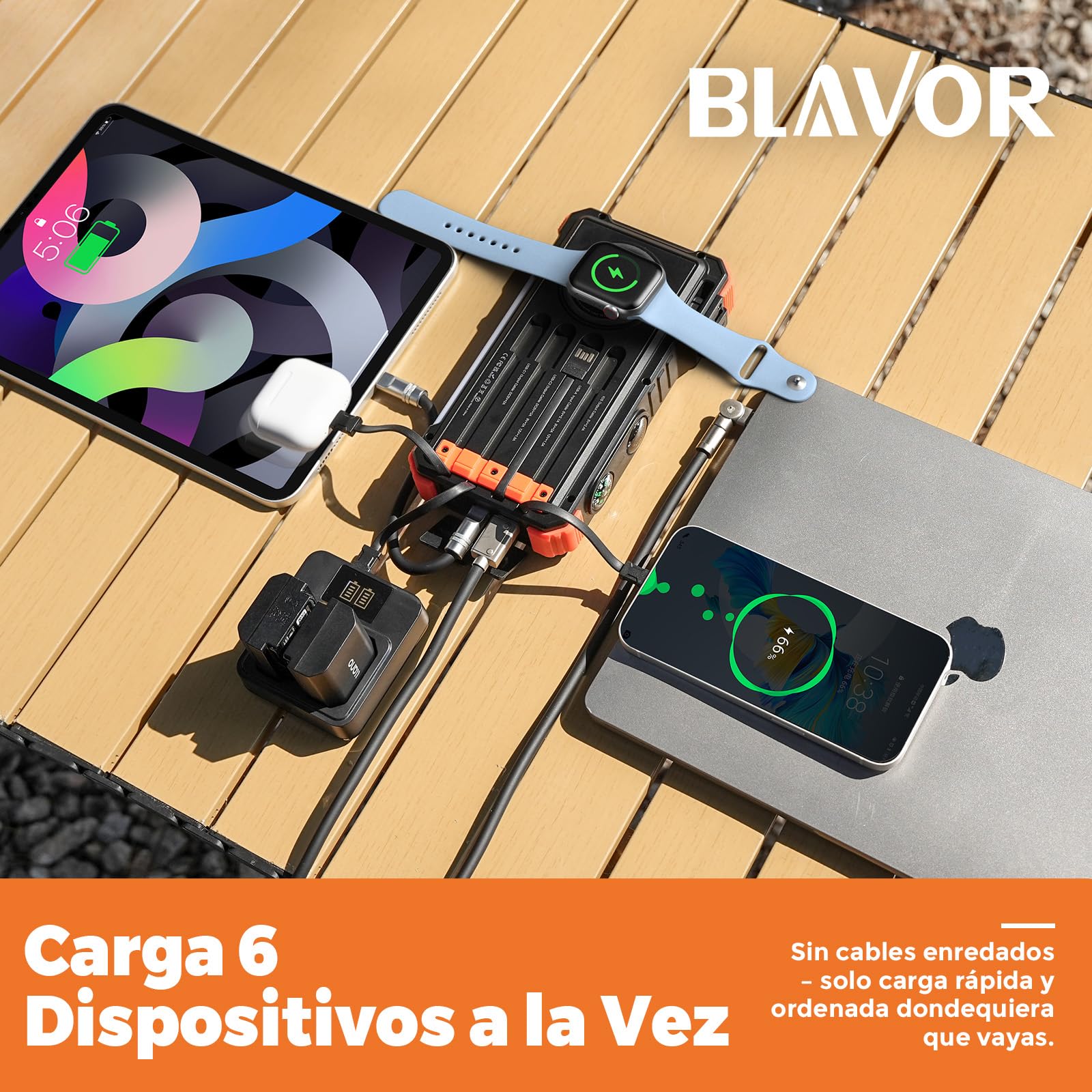 BLAVOR Banco de energía Solar 20000mAh Cargador Solar portátil Panel Solar para Exteriores PD 18W Carga rápida con Paneles solares Plegables Banco de energía para teléfonos móvile USB