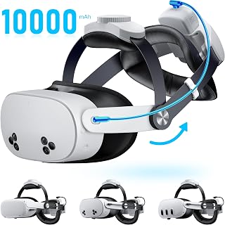Kawaye for Meta Quest 3S/Quest 2/Quest 3 Head Strap with 10000mAh Hot-Swap Battery Pack, Double Knobs Adjustable VR Headset Strap with Two Large Support Pad Enhanced Support, Reduce Pressure-Upgraded - Amazon product rated Grade A