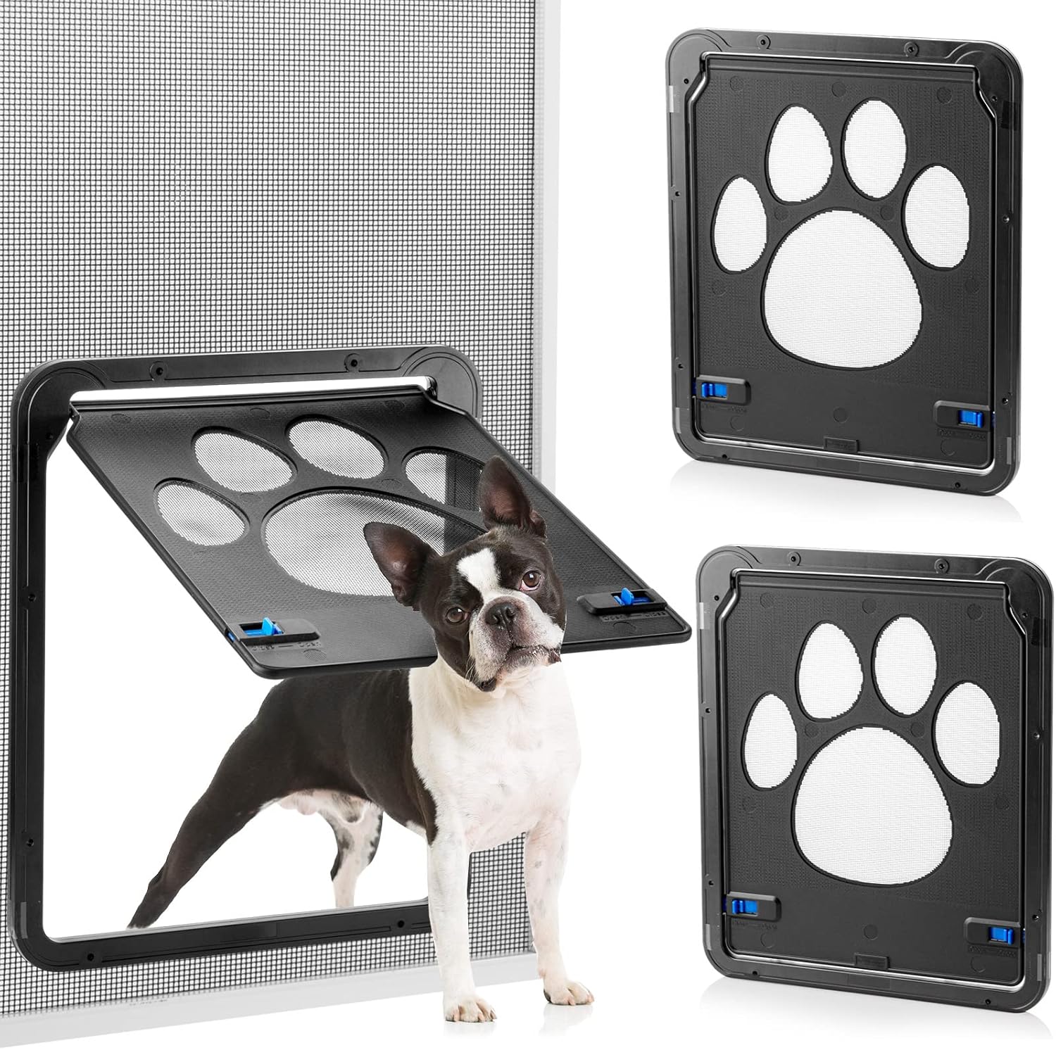 2 Pcs Dog Screen Door Lockable Dog Door for Screen Door Cat Door Self