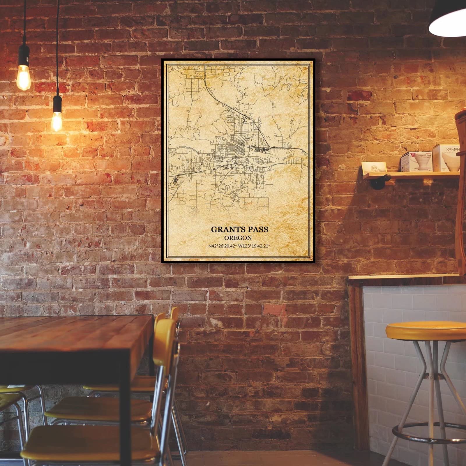 TANOKCRS Grants Pass Oregon USA Ameryka sztuka ścienna vintage nadruk plakat mapa grafika podróż pamiątka prezent dekoracja domu 50 x 76 cm nieoprawiony