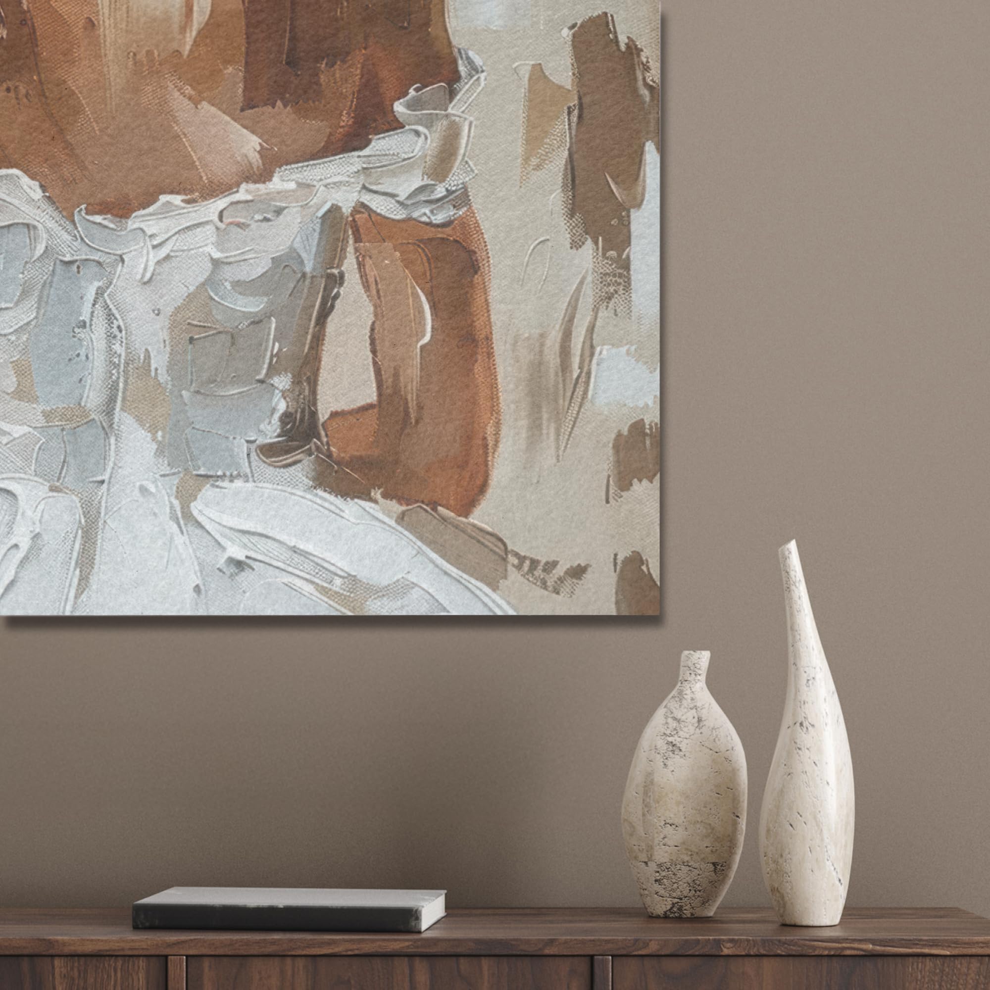 MuchoWow© Creazione Parete 60x80 cm Feltro Moderno Soggiorno Stanza Letto Quadro Cornice Salotto Donna - Vernice - Astratto - Beige - Moderno