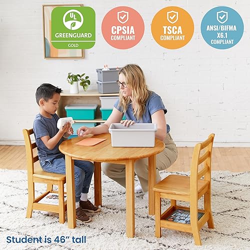 Miniatura 7 de ECR4Kids Silla de escalera de tres peldaños con almacenamiento, altura del asiento de 14 pulgadas, asiento de aula, miel, paquete de 2