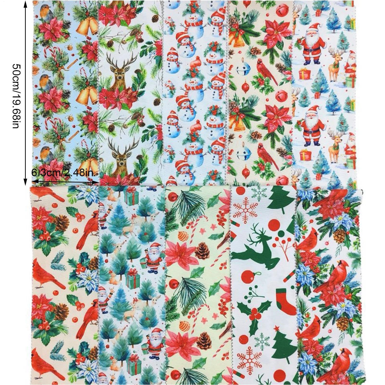 Tessuto Natalizio In Cotone - Rotolo Con 40 Pezzi (20 Motivi), Strisce Per Cucito Creative, Per Calze, Decorazioni E Lavoretti Fai Da Te