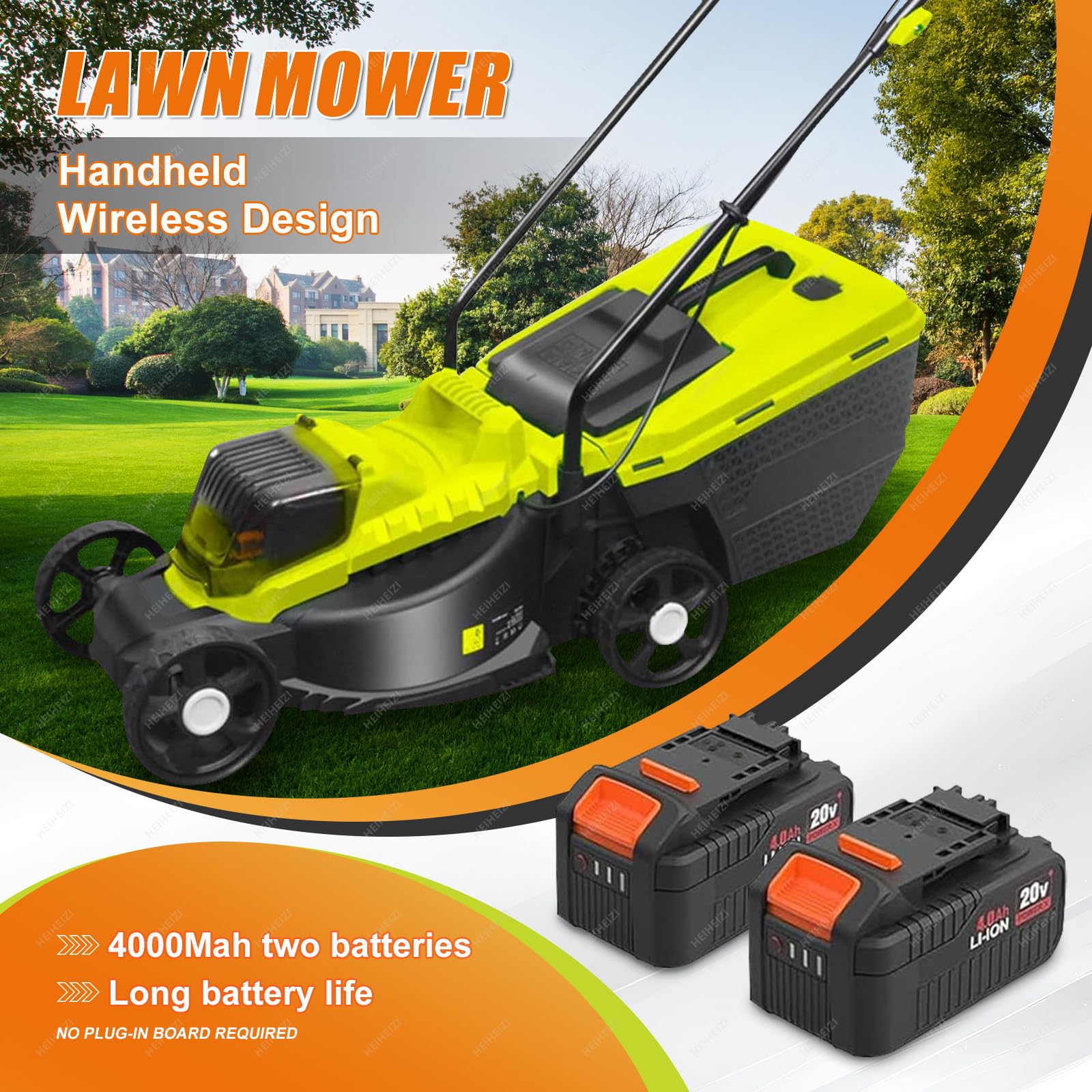 Cortacésped Autopropulsado Inalámbrico, Cortacésped Eléctrico Brushless 40V con Ajuste de Altura de Corte En 3 Posiciones, Batería de Litio 4000mah, Bolsa Recolectora de 40l,2 Batteries