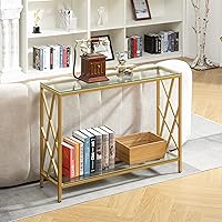 Vista 2 de SICOTAS Mesas de consola para entrada, cristal dorado con almacenamiento, 41 pulgadas de largo, juego de 2 mesas de entrada para sala de estar