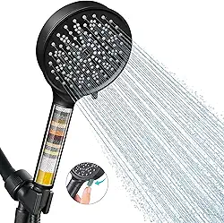 Cobbe Chuveiro filtrado com filtros, portátil, de alta pressão, com 6 modos de pulverização, filtros amaciante de água para água dura - remove cloro - reduz a coceira seca na pele, preto fosco