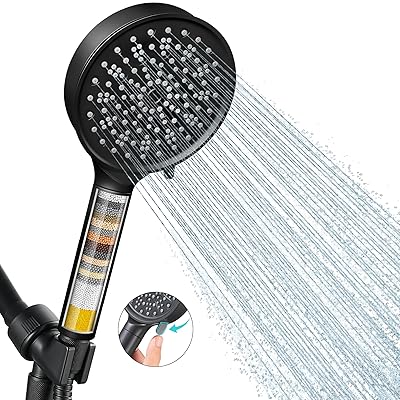 Cobbe Filtered Shower Head with Handheld, High Pressure 6 Spray Mode Showerhead with Filters, Water Softener Filters Beads for Hard Water - Remove Chlorine - Reduces Dry Itchy Skin, Chrome