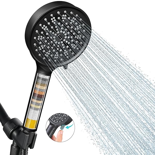 Cobbe Filtered Shower Head with Handheld, High Pressure 6 Spray Mode Showerhead with Filters, Water Softener Filters Beads for Hard Water - Remove Chlorine - Reduces Dry Itchy Skin, Chrome