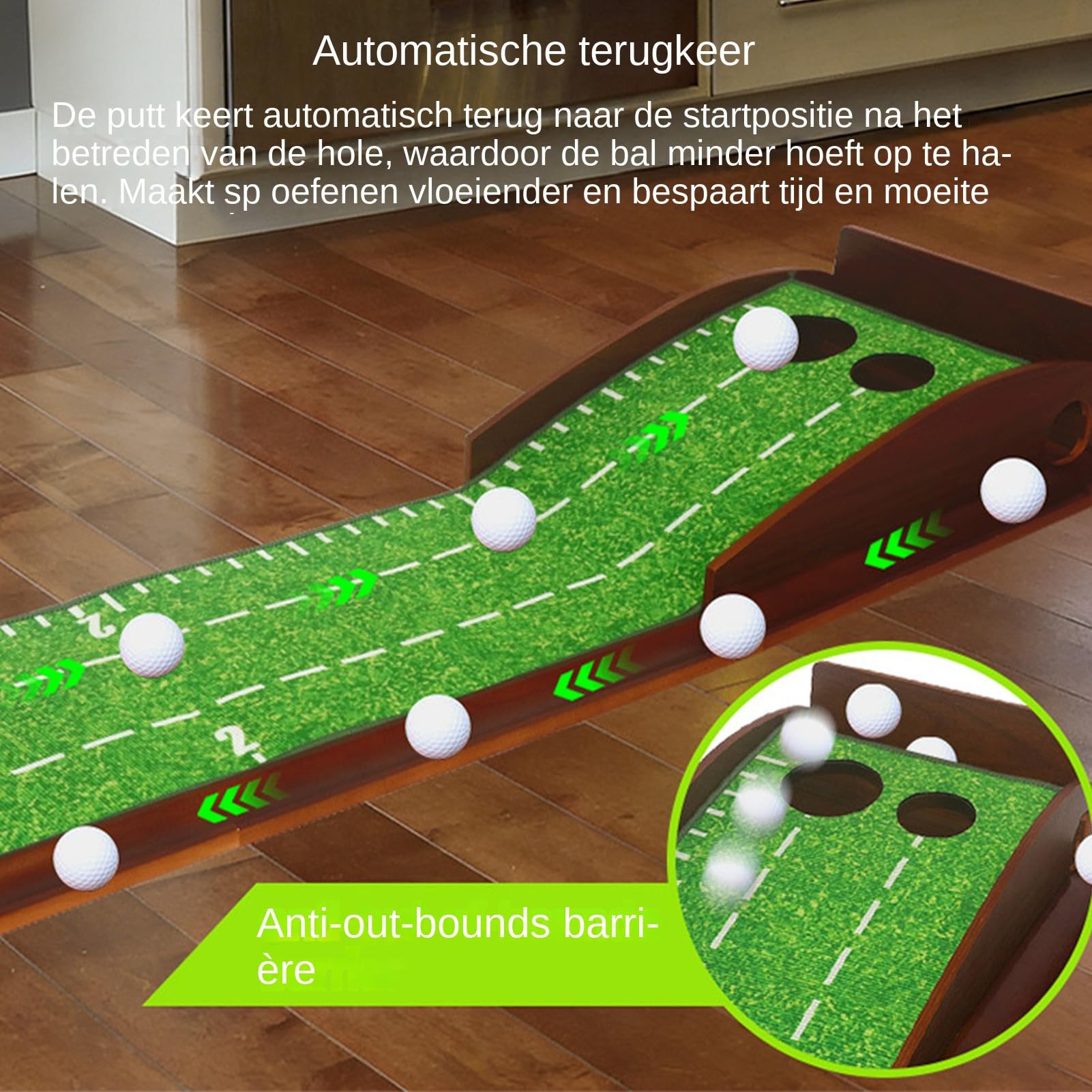 Alfombra De Putting Interior Construcción en Madera Sólida con 2 Hoyos para | Alfombra De Putt Portátil Interior Para Hombres Mujeres Principiantes Exterior Patio Casa