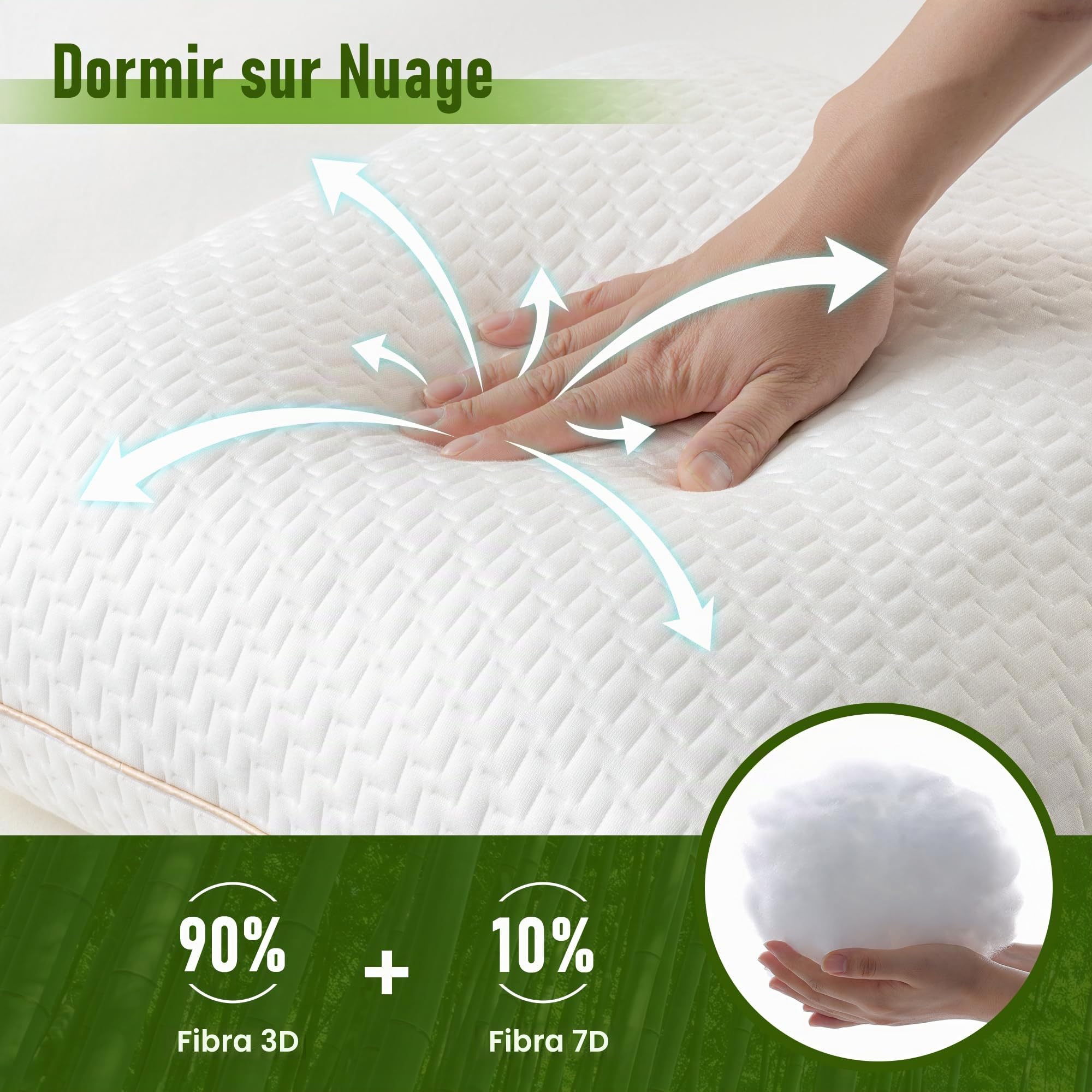 BedStory Almohadas Antiacaros Almohada Fibra Lavable Almohada de Poliéster Relleno de Almohadas de Calidad Hotelera Pack de 2 (50x70cm, Blanco)