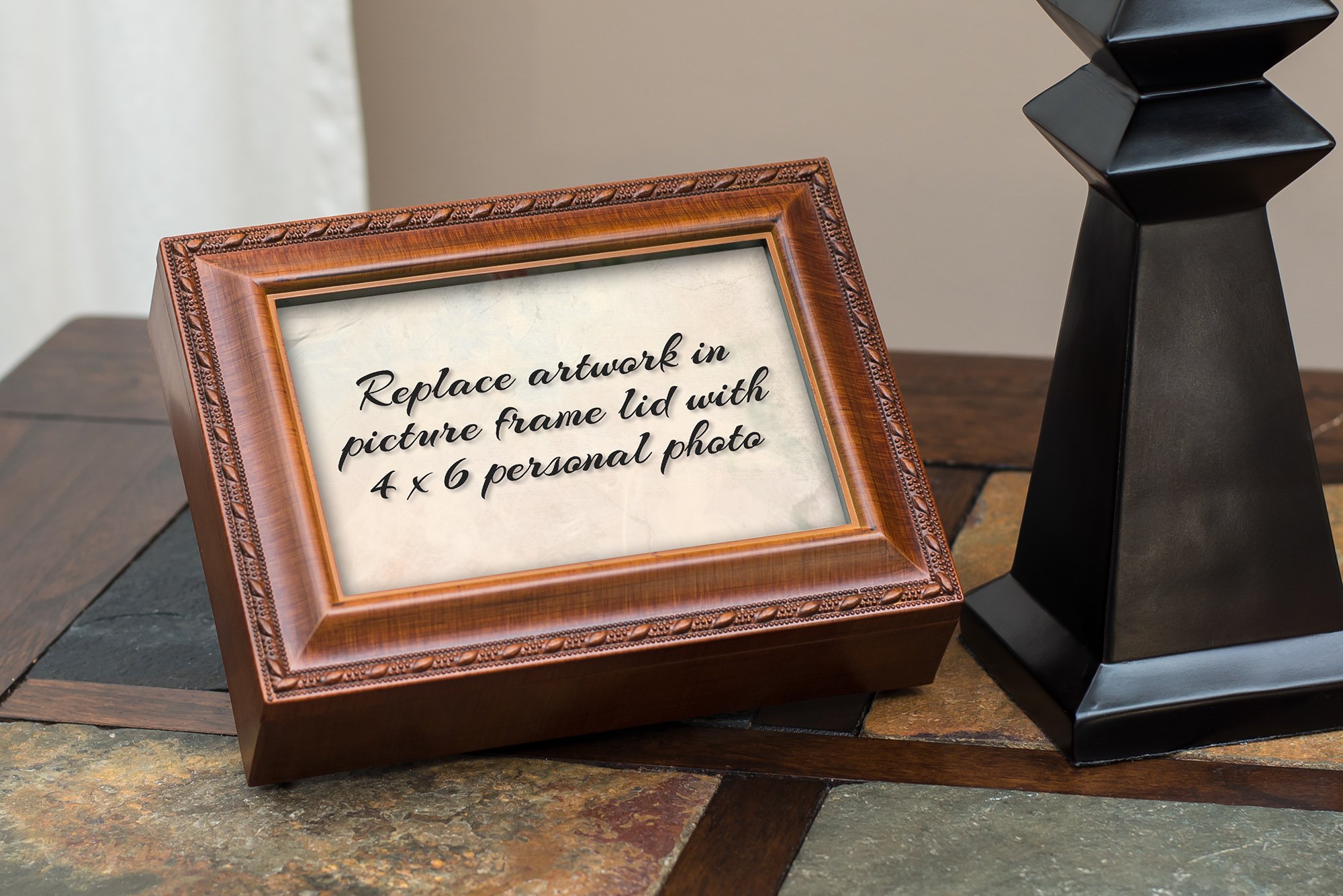 Mom Woodgrain Music Box Plays How Great Thou Art
