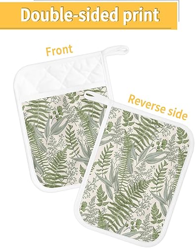 Miniatura 2 de Botanical Herbs 4Pcs Pot Holders for Kitchen,Non Slip & Heat Insulation Terry Cloth Potholder Set with Pocket,Thick Hot Pad Oven Mitts Trivet