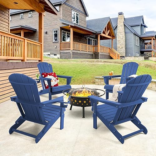 Miniatura 7 de FUNBERRY Silla Adirondack, sillas Adirondack de plástico, sillas de hoguera con textura de madera, sillas Adirondack plegables, sillas Adirondack