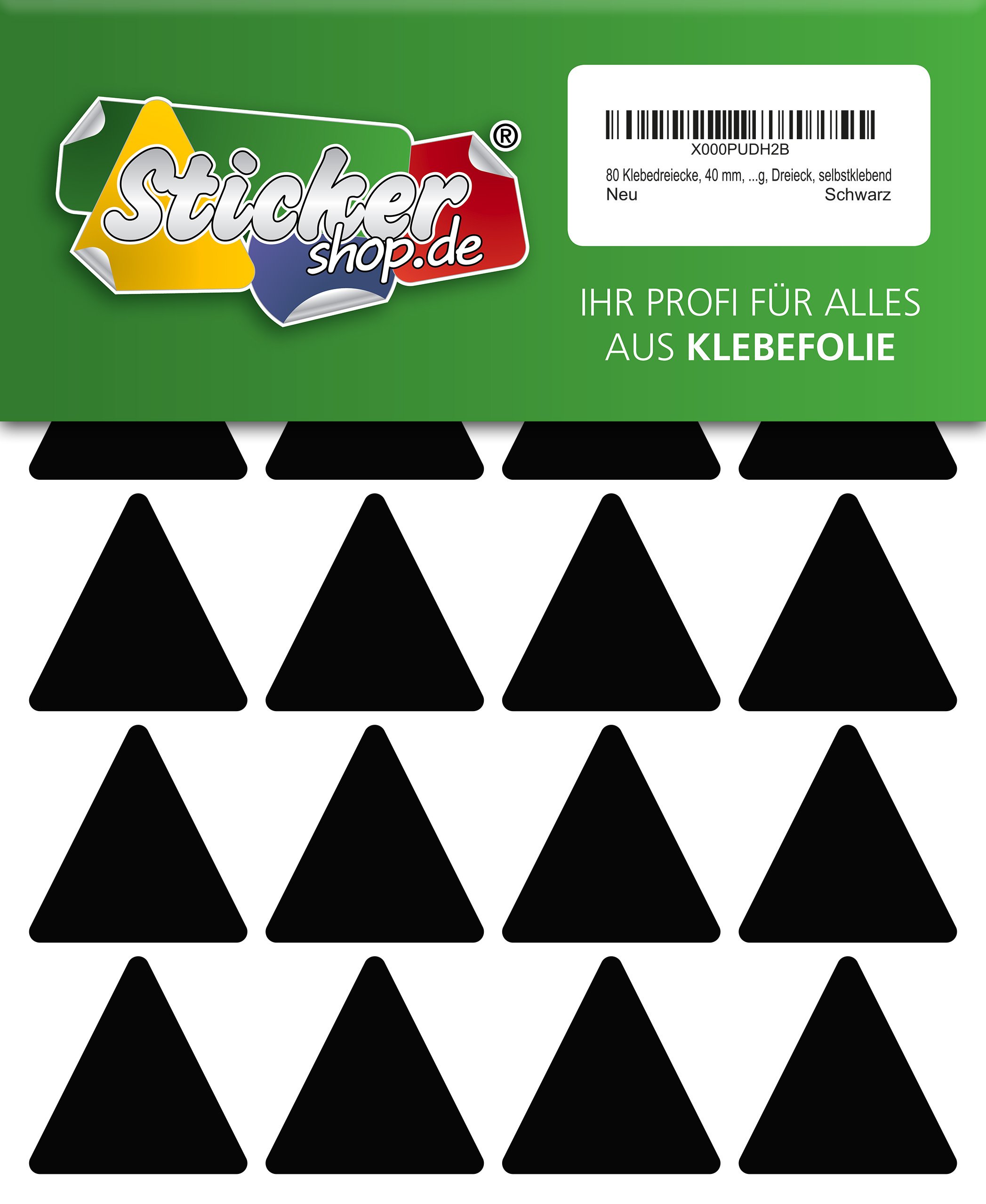 Lot De 80 Stickers Triangles Noirs Brillants - 40mm, Film PVC - Résistants Aux UV, Imperméables - Pour Marquage, Organisation