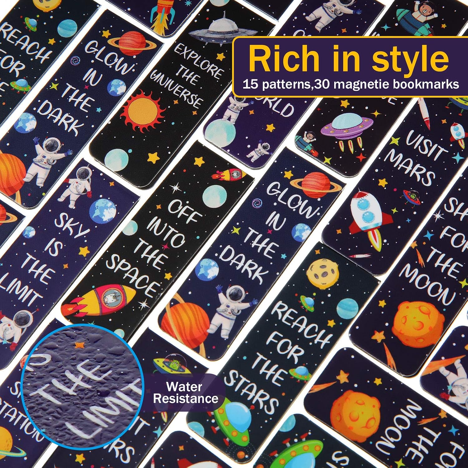 36 Pieces Magnetic Bookmarks Starry Sky Theme Magnet Page Markers Positive Magnet Page Clip Planet Book Marks for Students Teachers Reading School Home Office Supplies