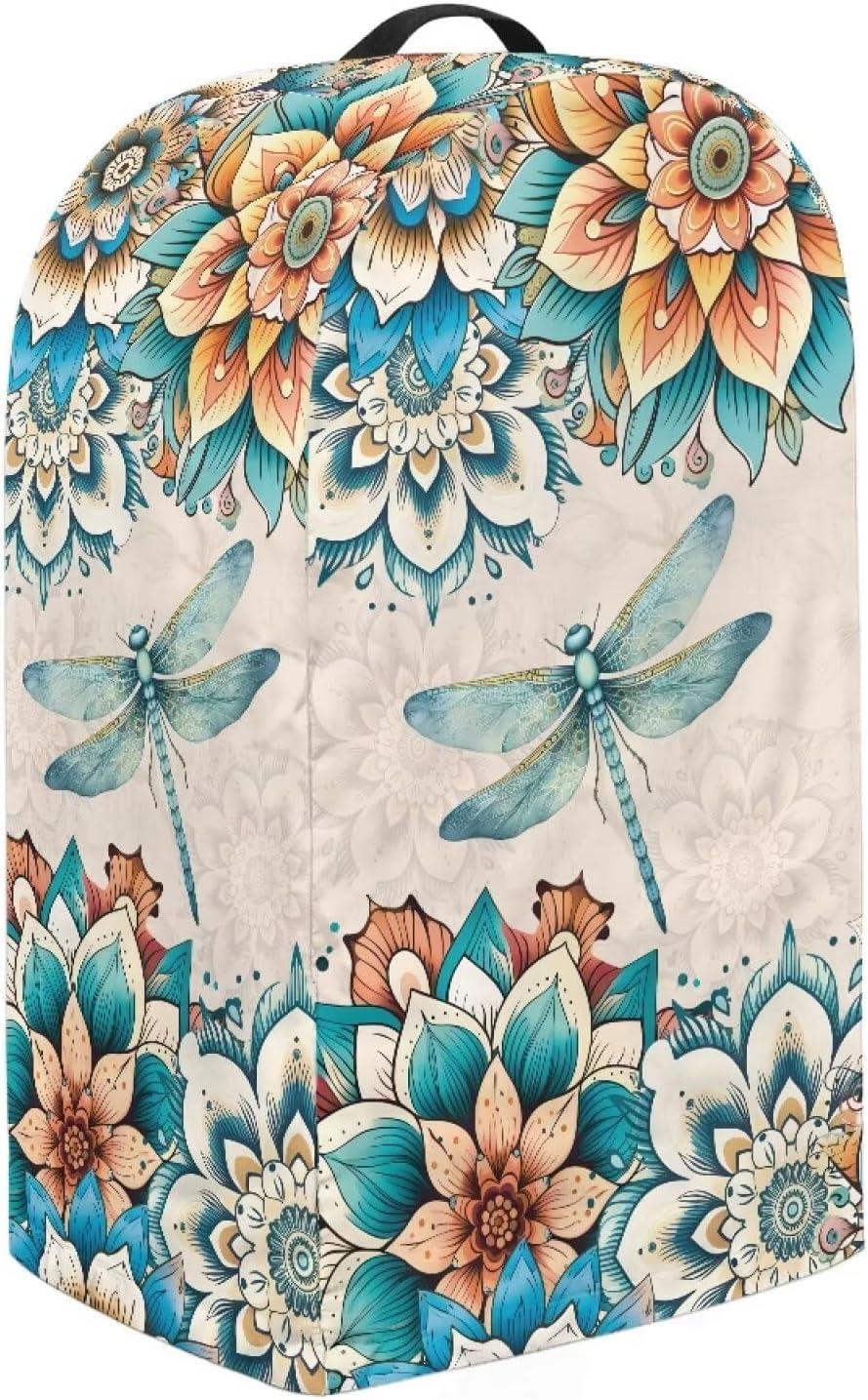 Dragonfly Floral Blender Dust Cover, Stand Mixer, Coffee Maker, Food Processor Cover, Water Resistant, Polyester Blend, Easy Clean Various Colorful Flowers