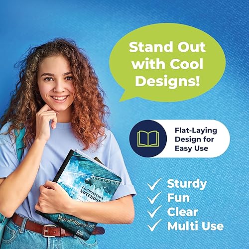 Miniatura 3 de Cuaderno de composición con rayas anchas, cuaderno de composición estética, impresión de mezclilla de tapa dura, cuaderno de composición preparada,