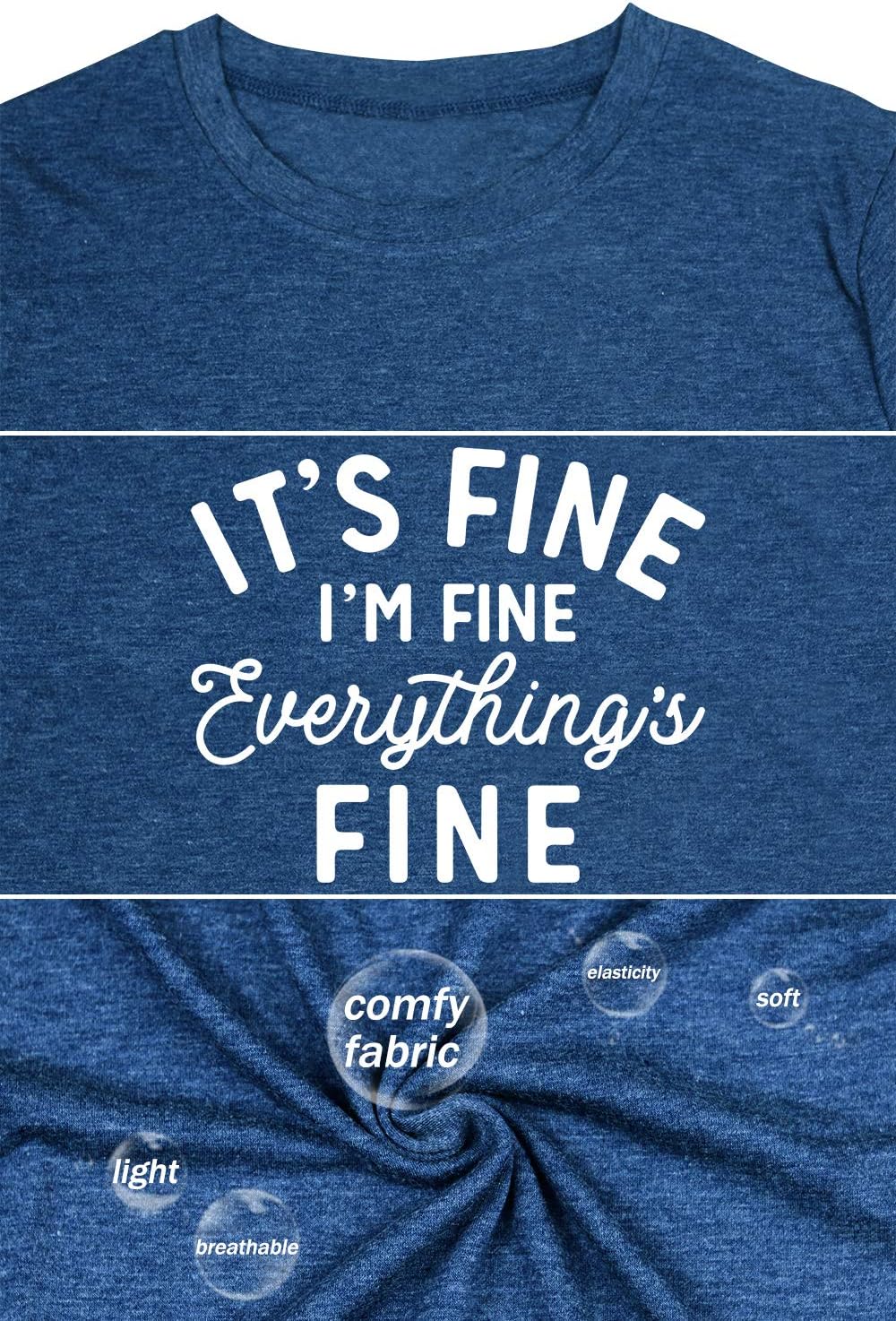 Its Fine Im Fine Everythings Fine Tshirt Women Inspirational T Shirts Short Sleeve Graphic Tees Tops - Image 5