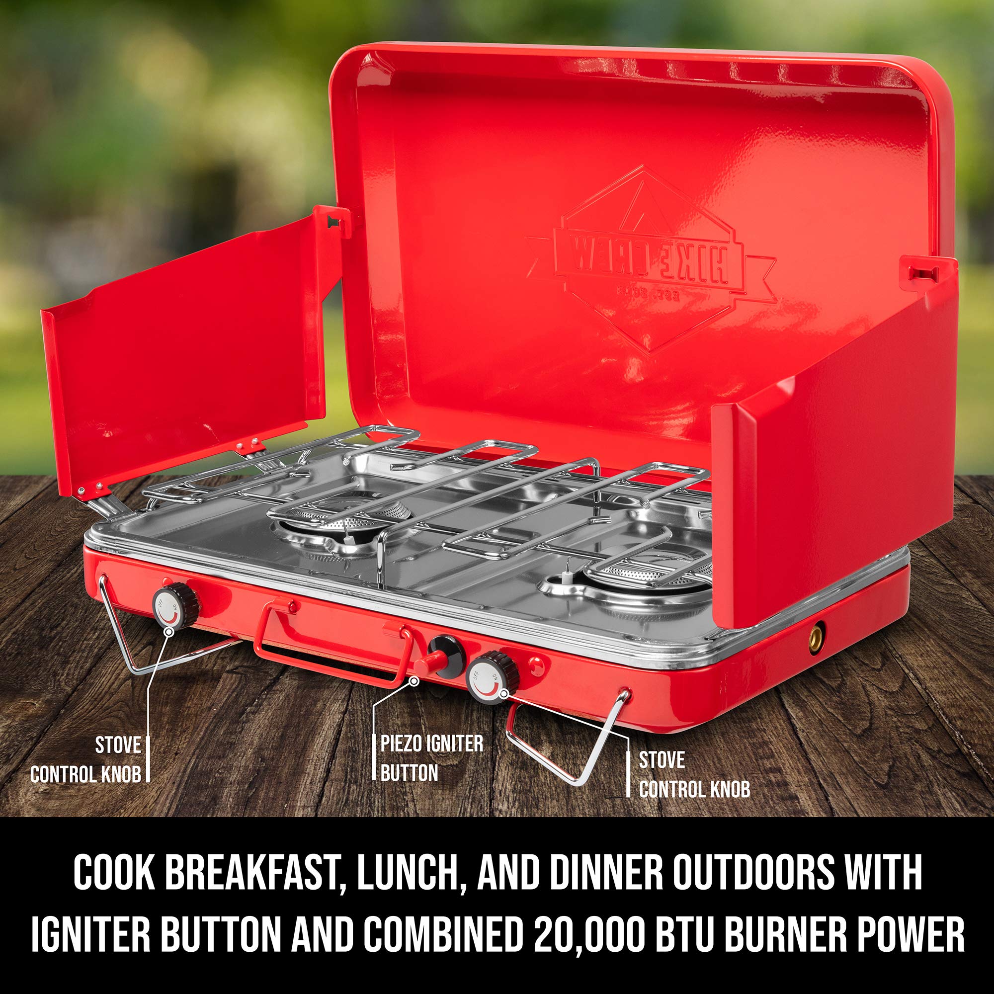 Buy Hike Crew Gas Camping Stove 20,000 BTU Portable Propane 2 Burner