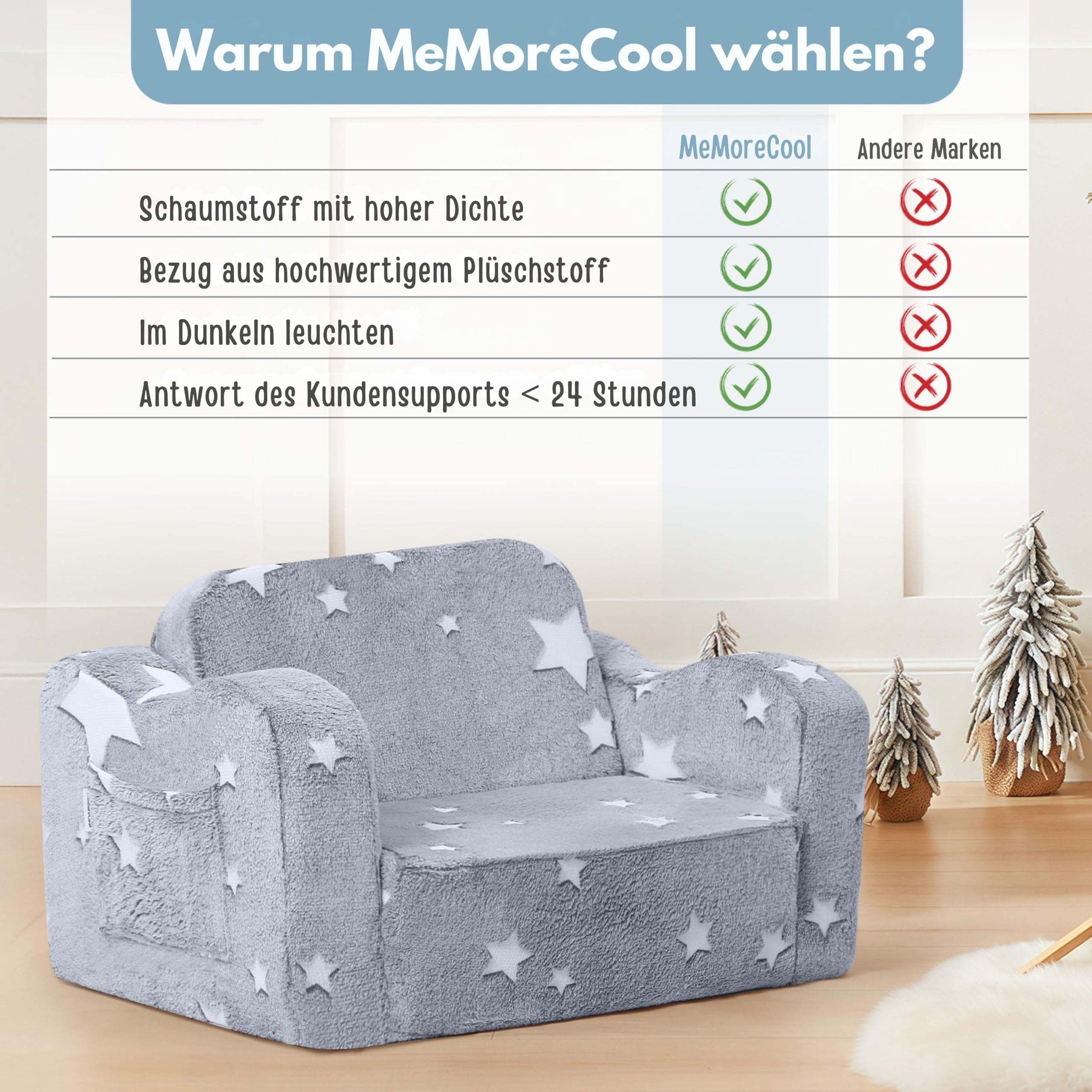 MeMoreCool Sofa dziecięca rozkładana, 2 w 1, sofa do spania dla małych dzieci, fotel dziecięcy z funkcją spania, mini kanapa do przytulnego kącika do pokoju dziecięcego, fantazyjna sofa do zabawy dla