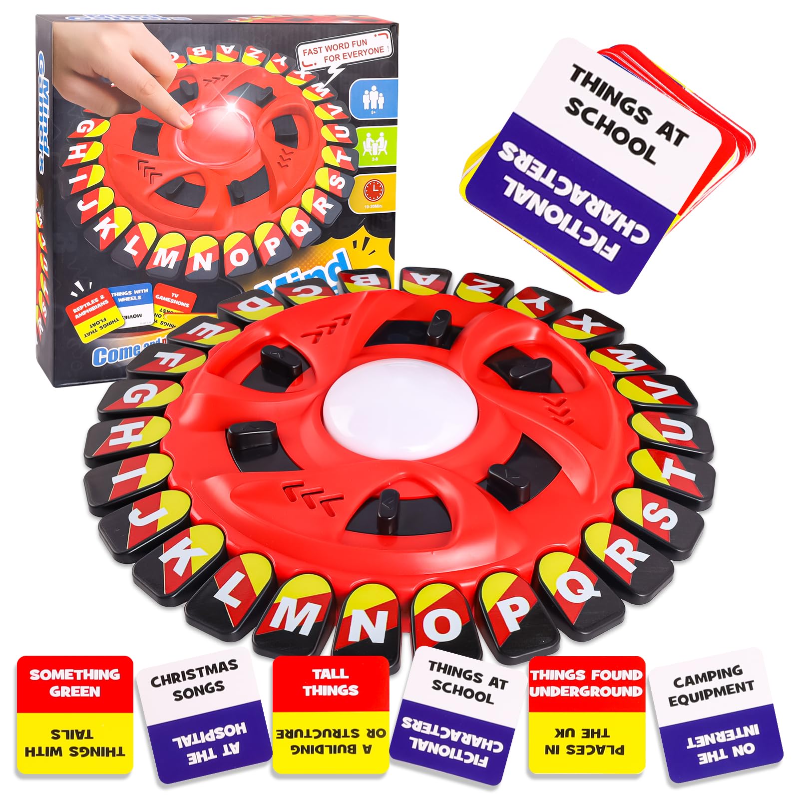 Bubuny Rasende Wort Spiel Englisch Wörterspiel, Buchstaben Wortspiel Familienspiele, Wortspiel mit Drücken Timer Familienspiele Partyspiele zum Partys für Familie Freunde