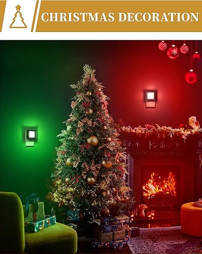 Miniatura 5 de DORESshop - Luz de noche roja [paquete de 2], luces nocturnas que se enchufan a la pared, luz nocturna con sensor de crepúsculo a amanecer, luz
