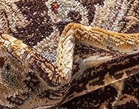 Vista 8 de Unique Loom - Colección Voyage - Alfombra redonda tradicional oriental, marrón, Polipropileno, Marrón/Azul Claro