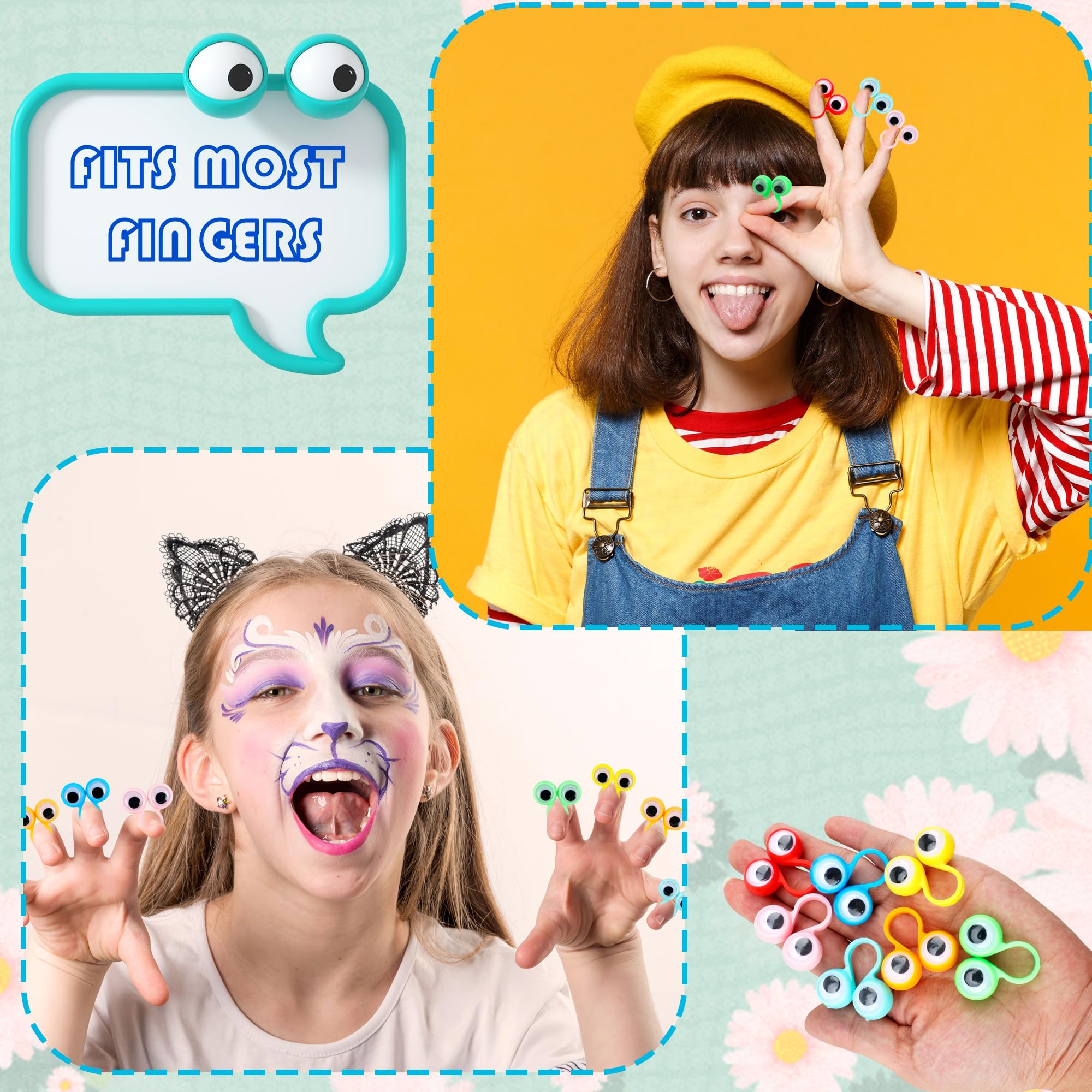 Pack De 30 Marionetas De Dedo Con Ojos De Colores – Anillos De Plástico ABS – Regalos Para Fiestas Y Cumpleaños +3 Años