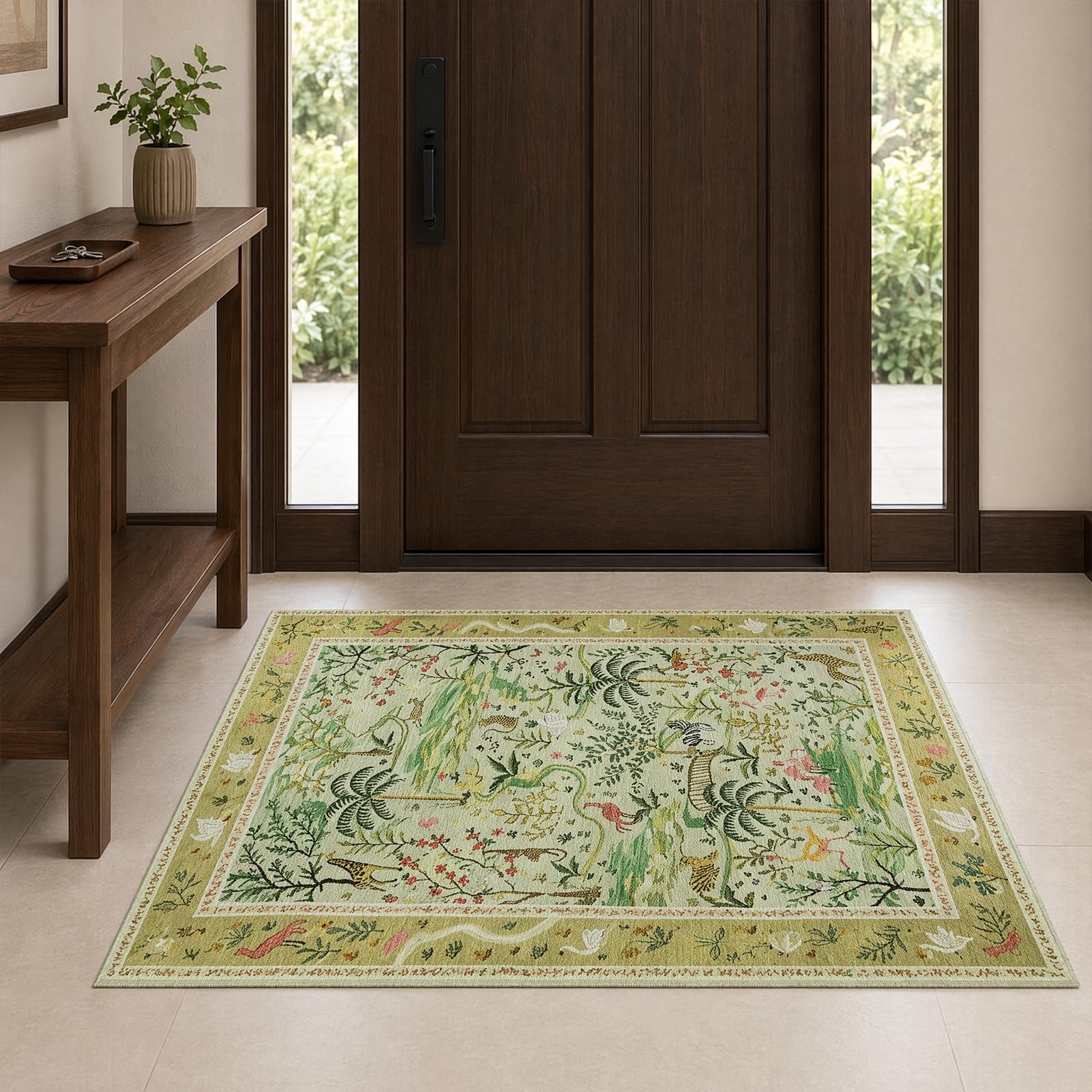 Tapis ethnique floral rétro bohème pour salon, tapis d'intérieur antidérapant pour chambre à coucher, chambre d'enfant, décoration d'intérieur D XXL