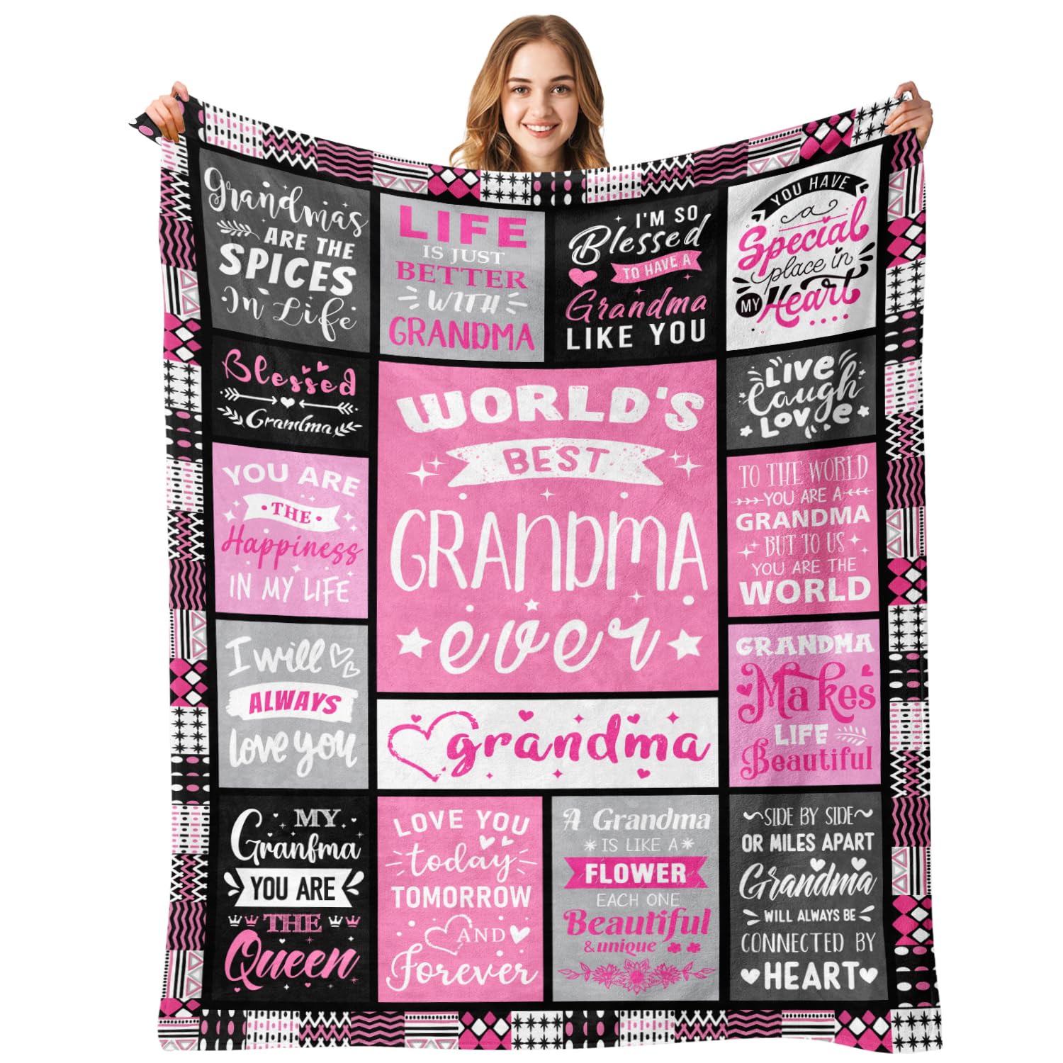 Warmiso Grandma Birthday Gifts - World's Best Grandma Ever Gifts from Granddaughter - Christmas Birthday Gifts for Grandmas from Grandchildren - Grandmother Life Blanket 50"x60"