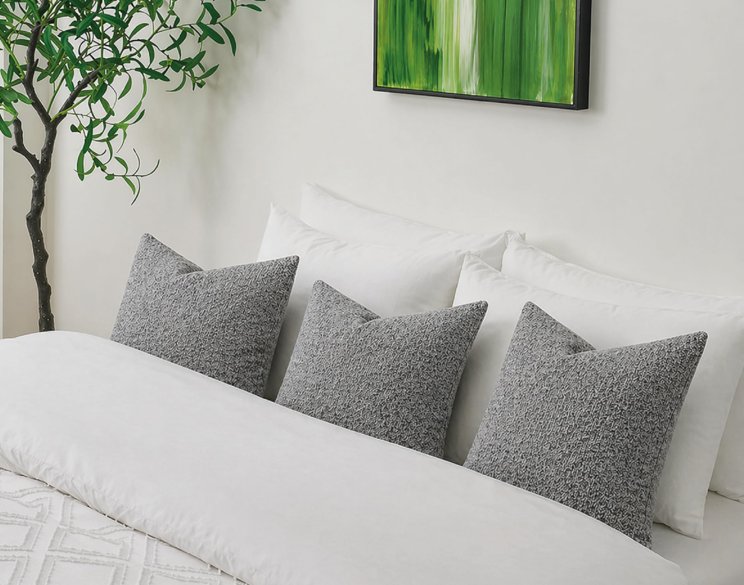 Cojines para Sofa con Relleno de Fibra de Alta Densidad Gris Jaspeada 45 x 45 cm