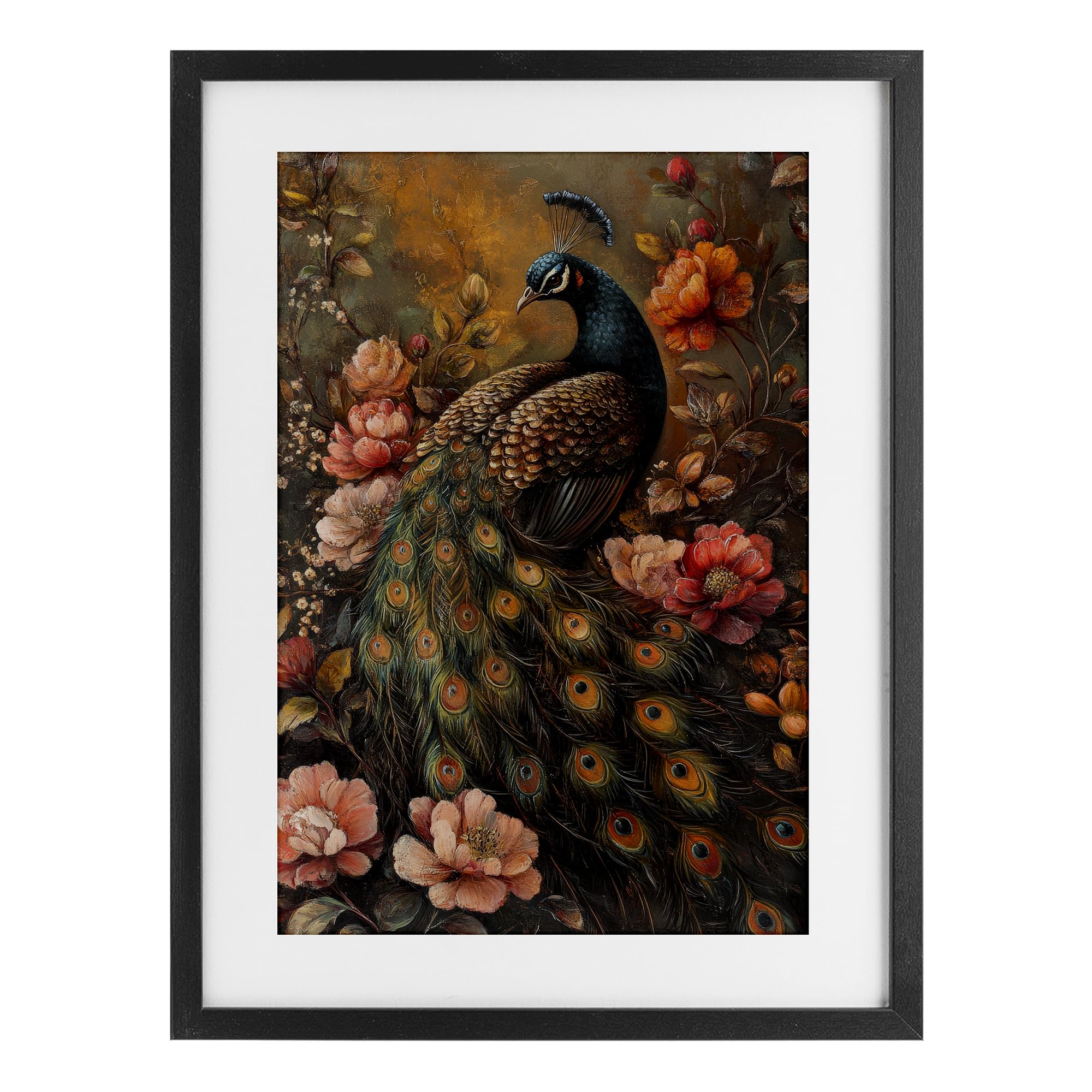 Stupell Industries Red Morris Inspired Peacock Birch Framed Print Under Glass, design by Petal Prints Design, 20 x 14