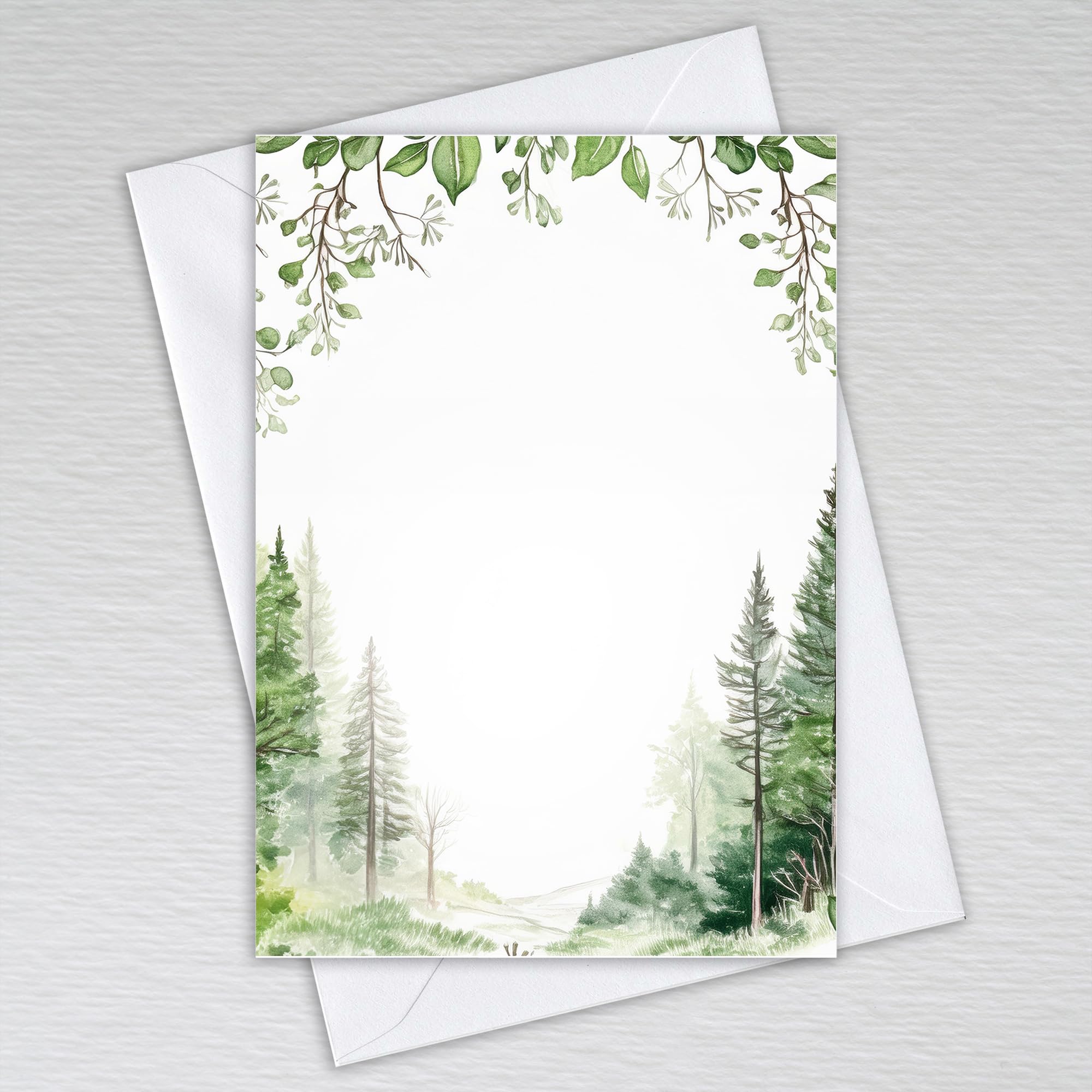 Woodland Blank Note Cards with Envelopes/Tree Themed: Green Forest Note Cards (Pack of 50 with Envelopes)