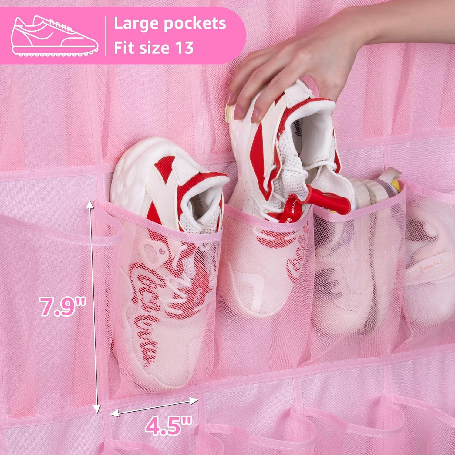 MISSLO 35 Pockets Kids Shoe Storage Over Door Shoe Organiser Sturdy Oxford Door Shoe Rack Cute Hanging Shoe Organizer for Women Baby - Image 3