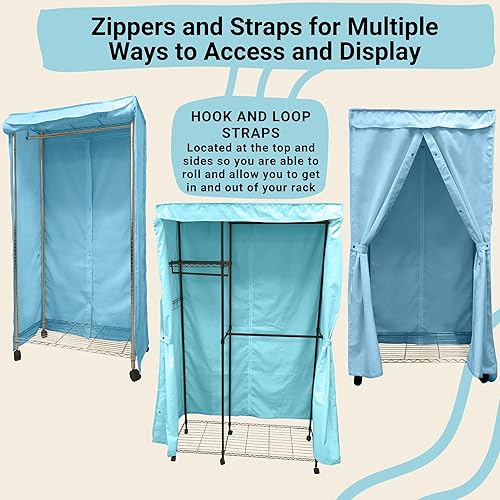 Miniatura 2 de Formosa Covers Funda portátil para estante rodante para ropa, protege tu ropa del polvo, mantiene tu habitación organizada en azul glaciar (solo la