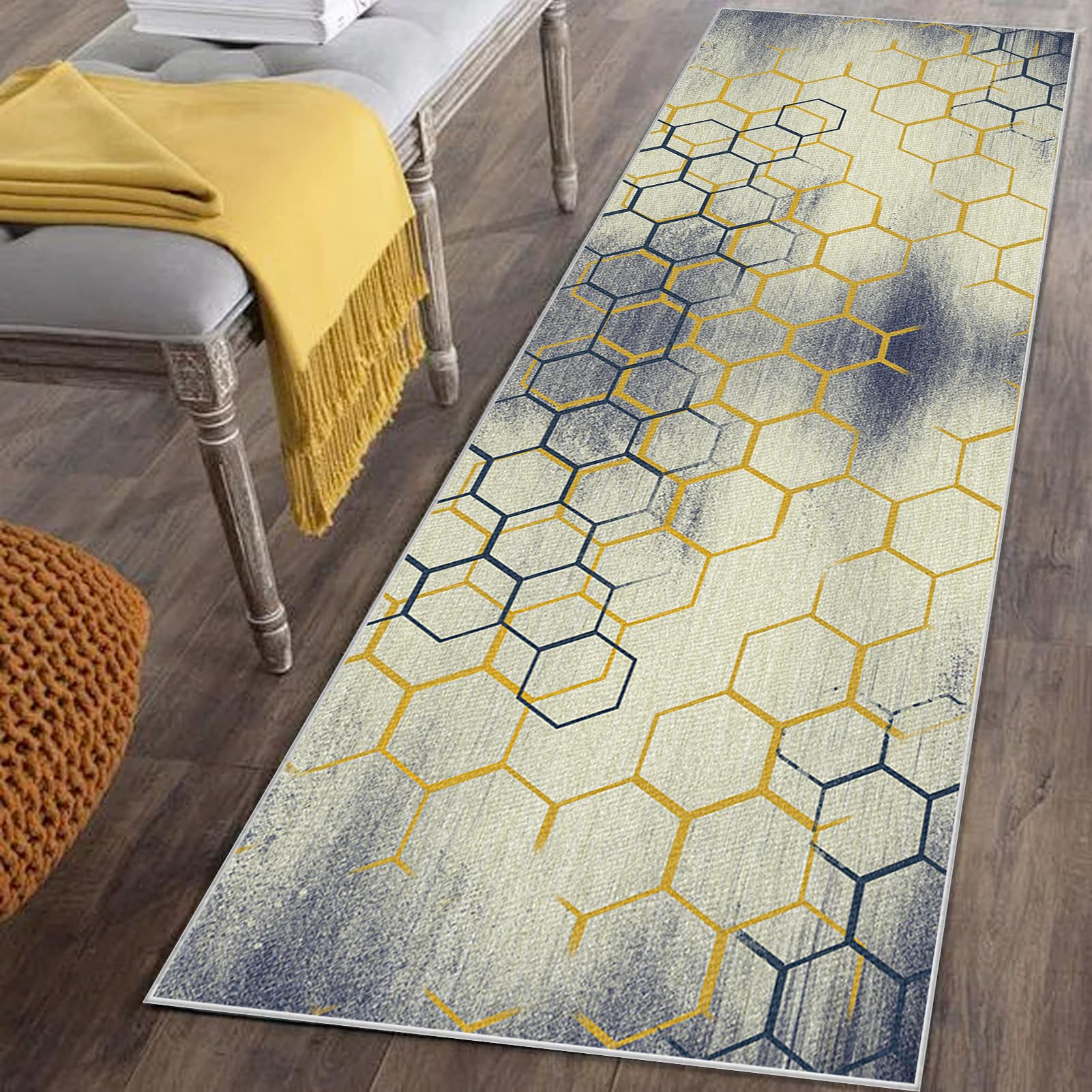 Washable Hallway Runner Rug 120 x 350 cm Non-Slip Kitchen Carpet Runners for Hallways Hall Runner Narrow Rug Kitchen Rugs Absorbent Door Mat Entryway Runner Rug Carpet Floor Mat for Hallways Kitchen