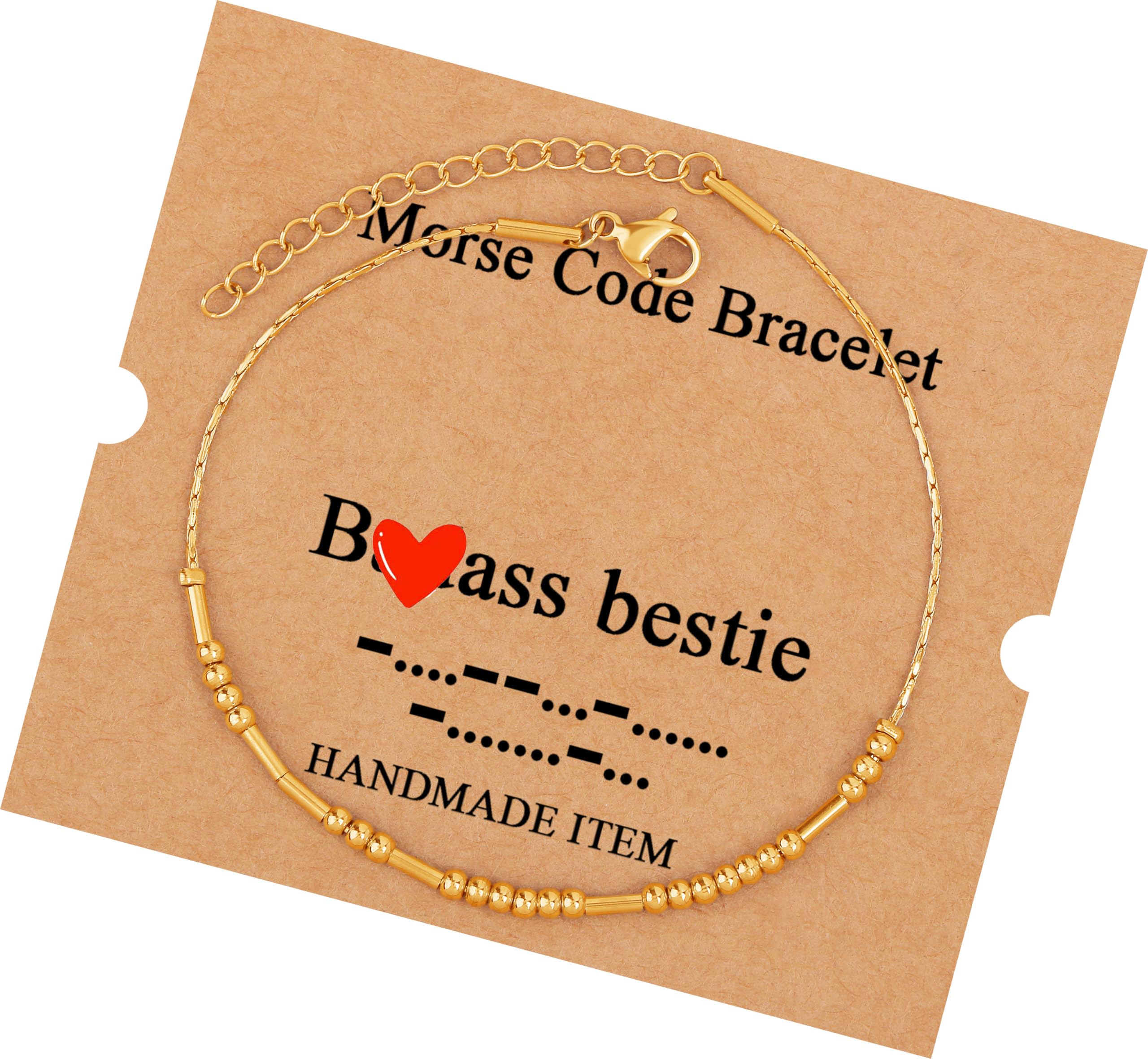 Morse Code Bracelets for Women, Gold Silver Stainless Steel Beads Bracelets