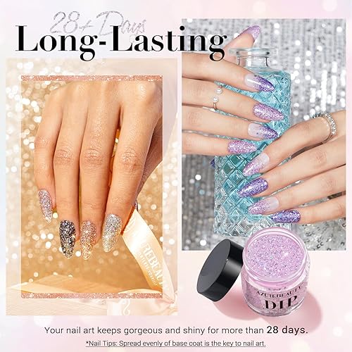 Miniatura 35 de AZUREBEAUTY Kit de iniciación de polvo de uñas de inmersión, gris arce, verde salvia, verde oscuro, juego de 8 colores con palitos de uñas, base