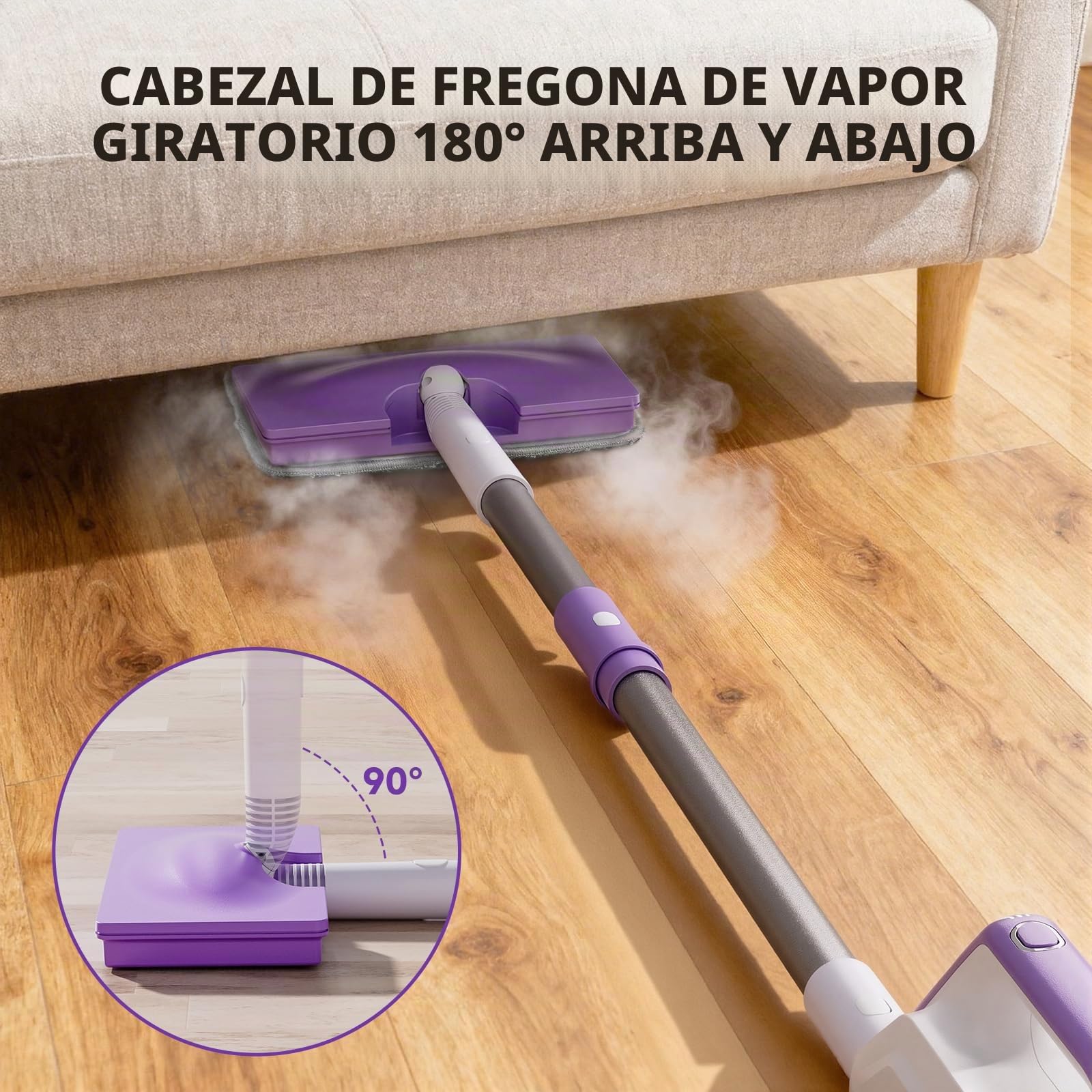 AAOBOSI Limpiador a vapor de 1300 W, calentamiento rápido, limpieza con vapor de alta temperatura (hasta 132 °C), juego completo con accesorios, ideal para suelos, alfombras, ventanas, juntas y coche