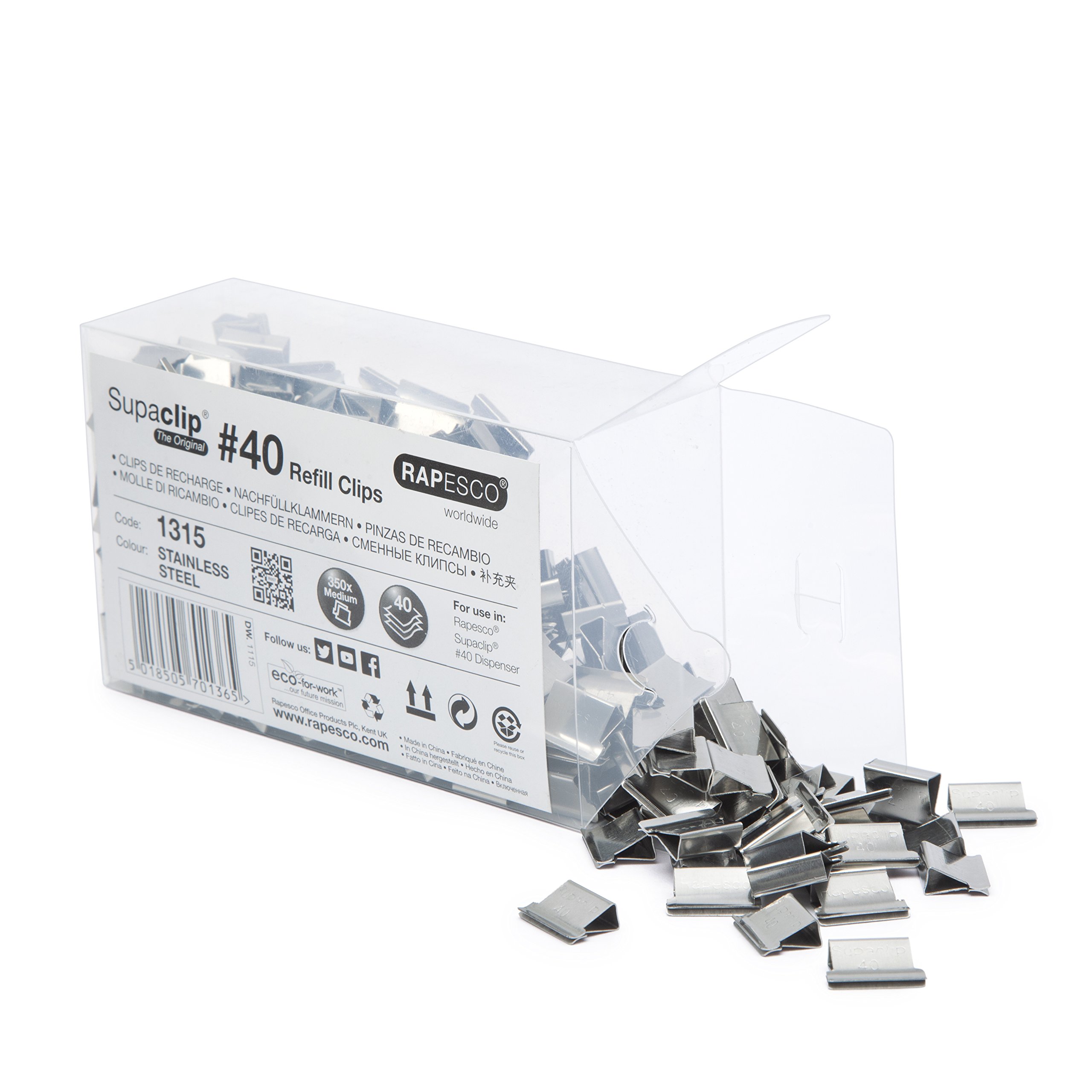 Rapesco Supaclip #40 1315 Klamry, Srebrny, 350 szt.