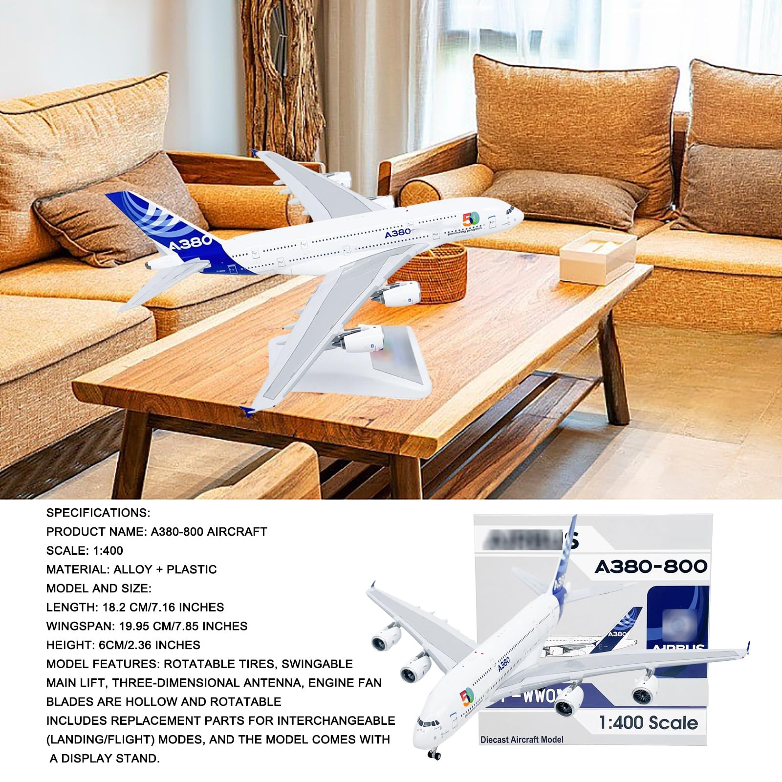 Modello esposizione metallo solido pressofuso lega A380-800 scala 1/400 con supporto Segni realistici Regalo collezione for l'aviazione Perfetto decorazione desktop for l'insegnamento