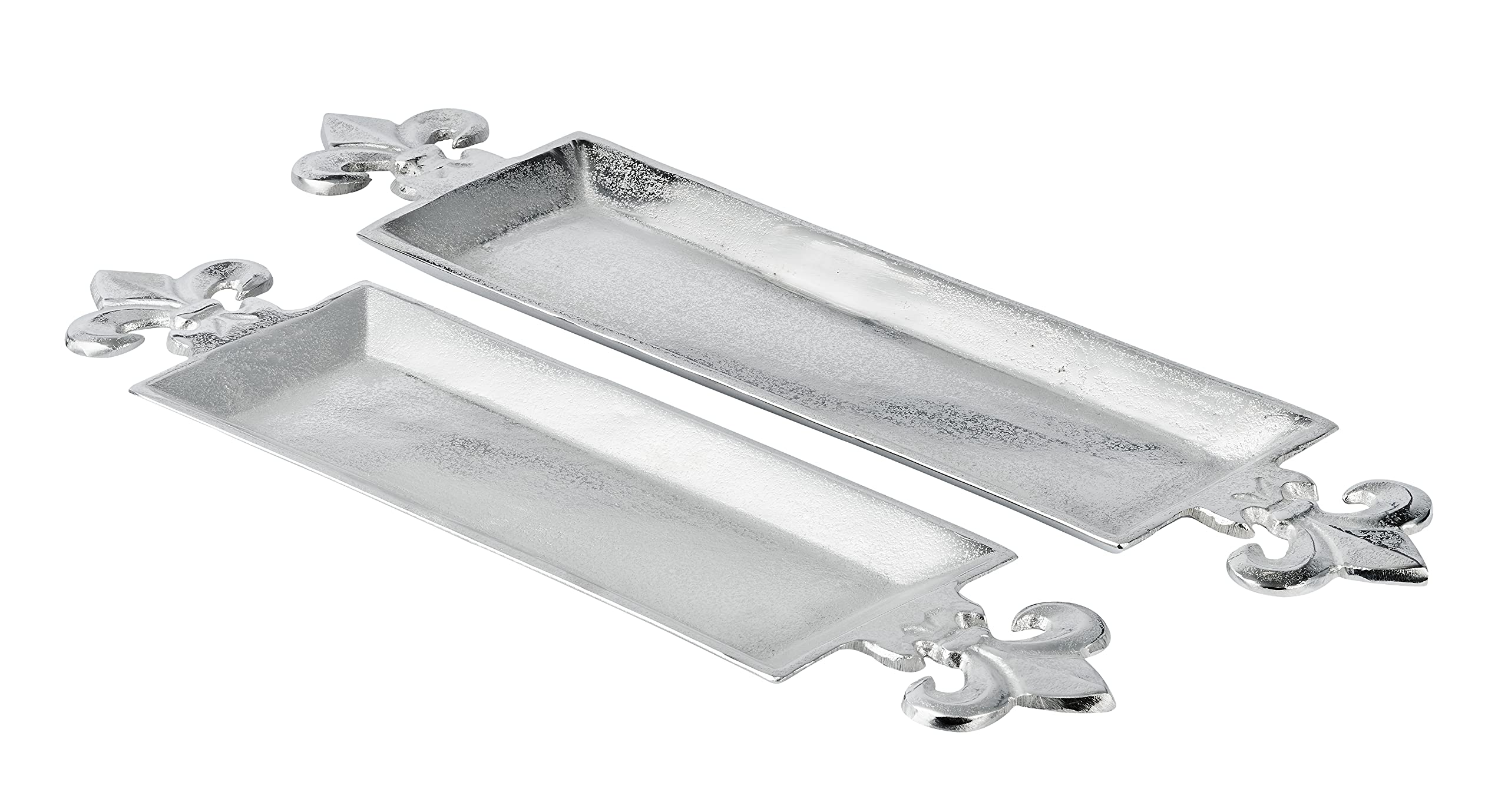 MichaelNoll Tablett Lilie - Servierbrett Servierplatte Aluminium Silber - Serviertablett aus Metall - Silbertablett - Dekotablett - 59 oder 67 cm (59x15x3 cm)