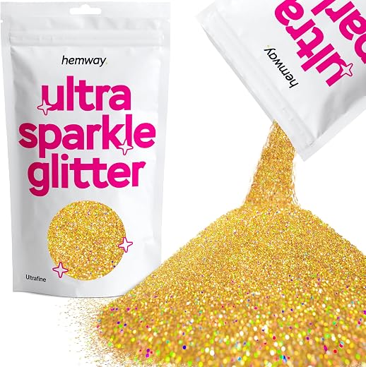 Hemway Silver &amp; Gold Holographic Premium Glitter Multi Purpose Dust Powder 100g / 3.5oz for use with Arts &amp; Crafts Wine Gl...