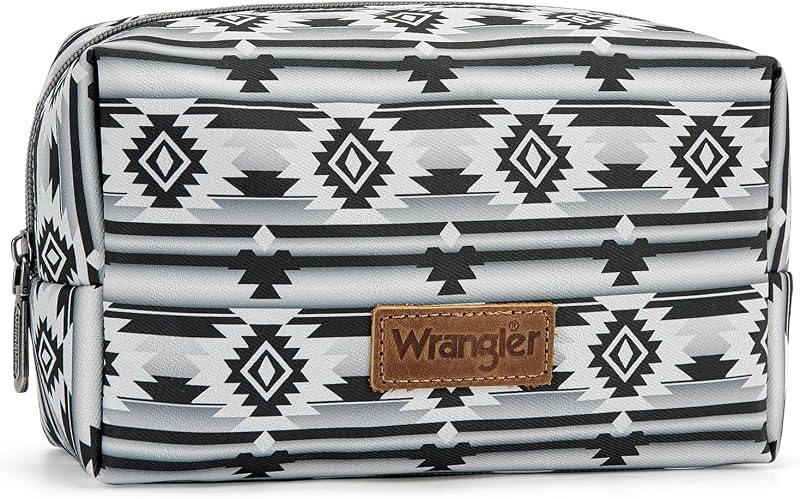 Necessaire Montana West com estampa Aztec, zíper e material resistente à água